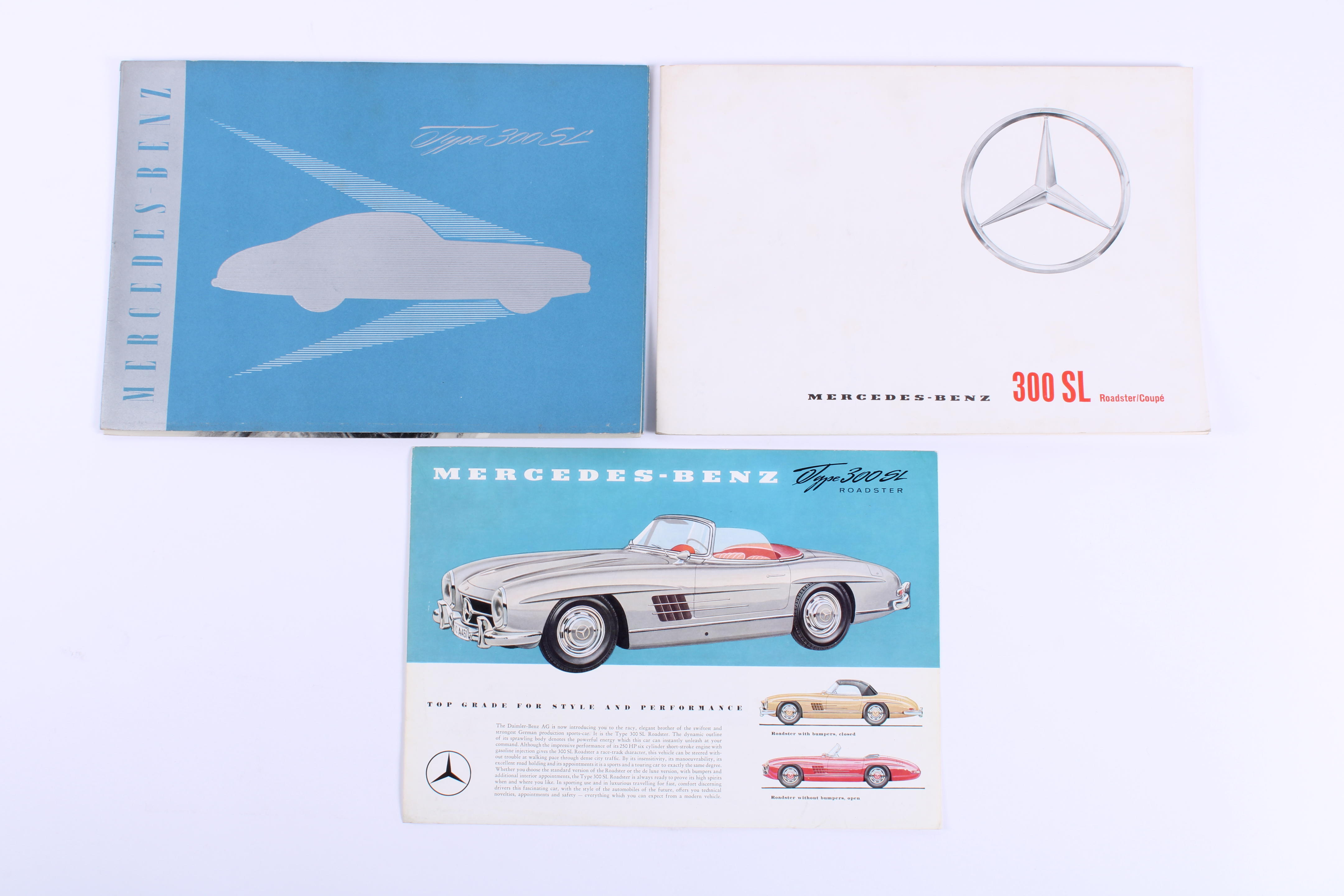 Appraisal: MERCEDES-BENZ - THREE SL SALES BROCHURES AND CATALOGUES - all