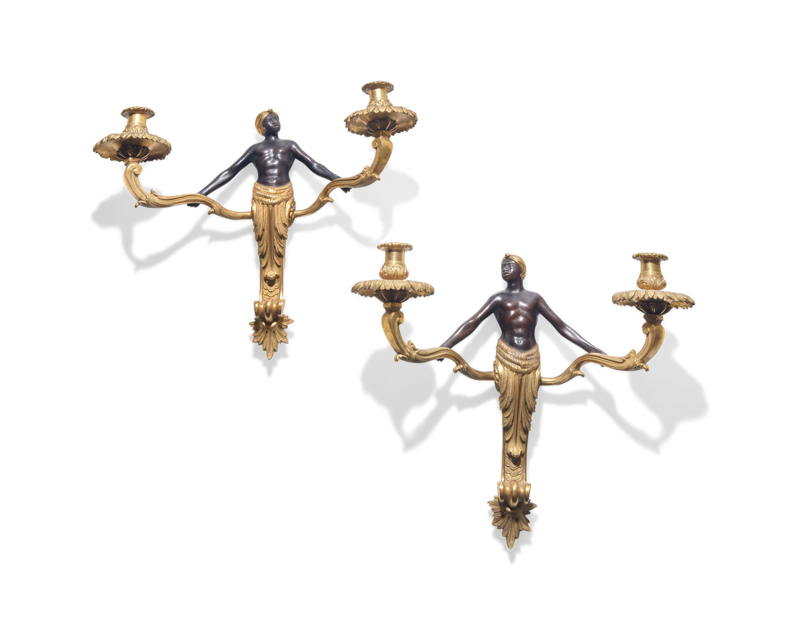 Appraisal: A pair of Louis XVI gilt and patinated bronze figural