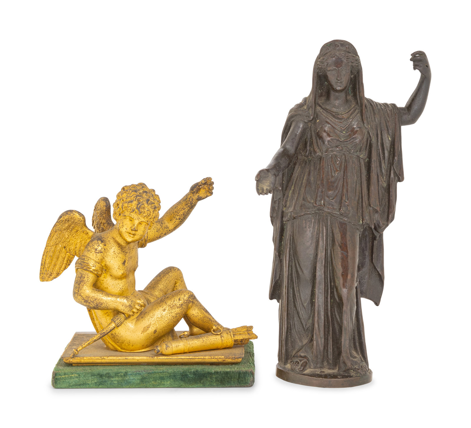 Appraisal: A Continental Gilt Bronze Figure of Cupid and a Bronze