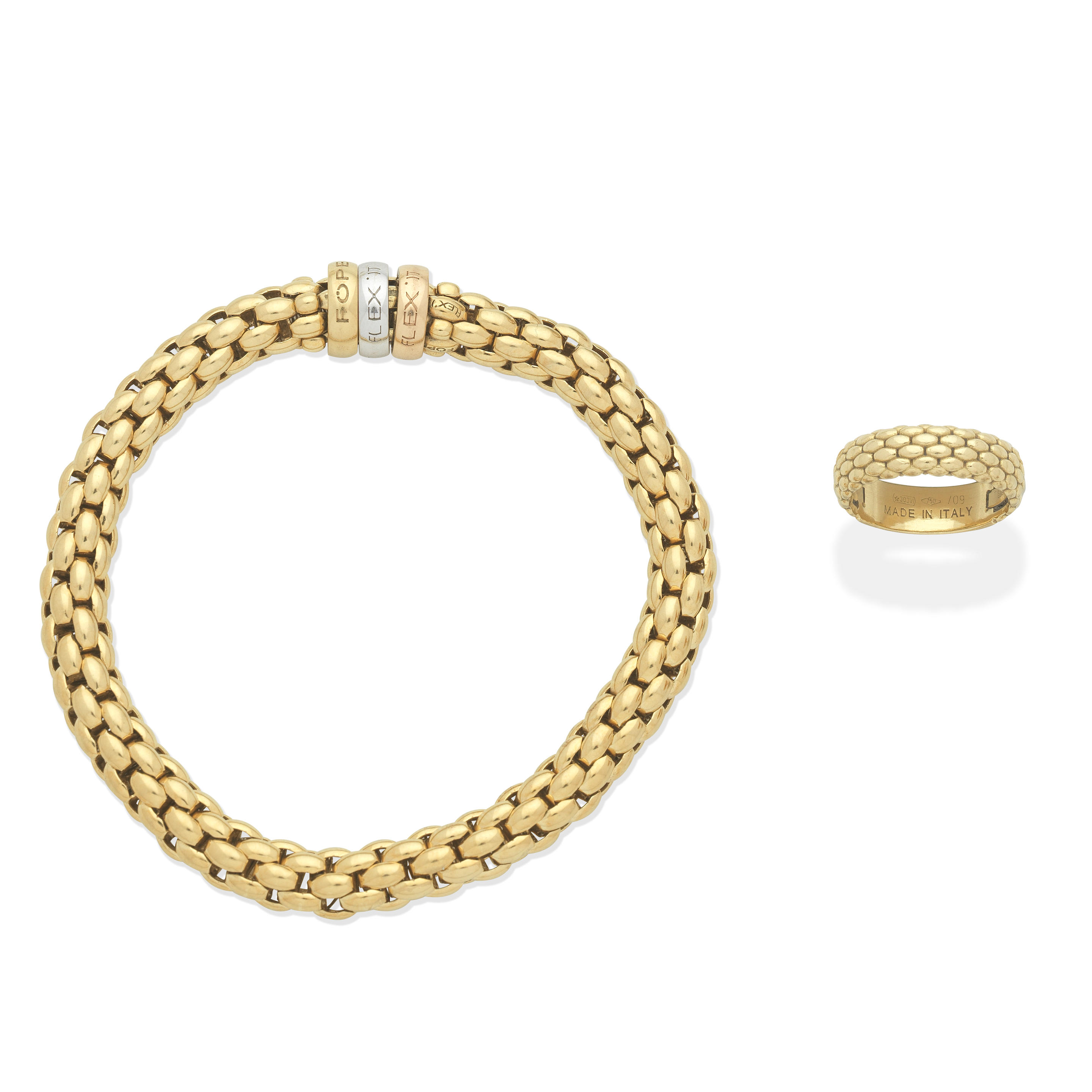 Appraisal: FLEX IT' BRACELET BY FOPE AND A GOLD RING st