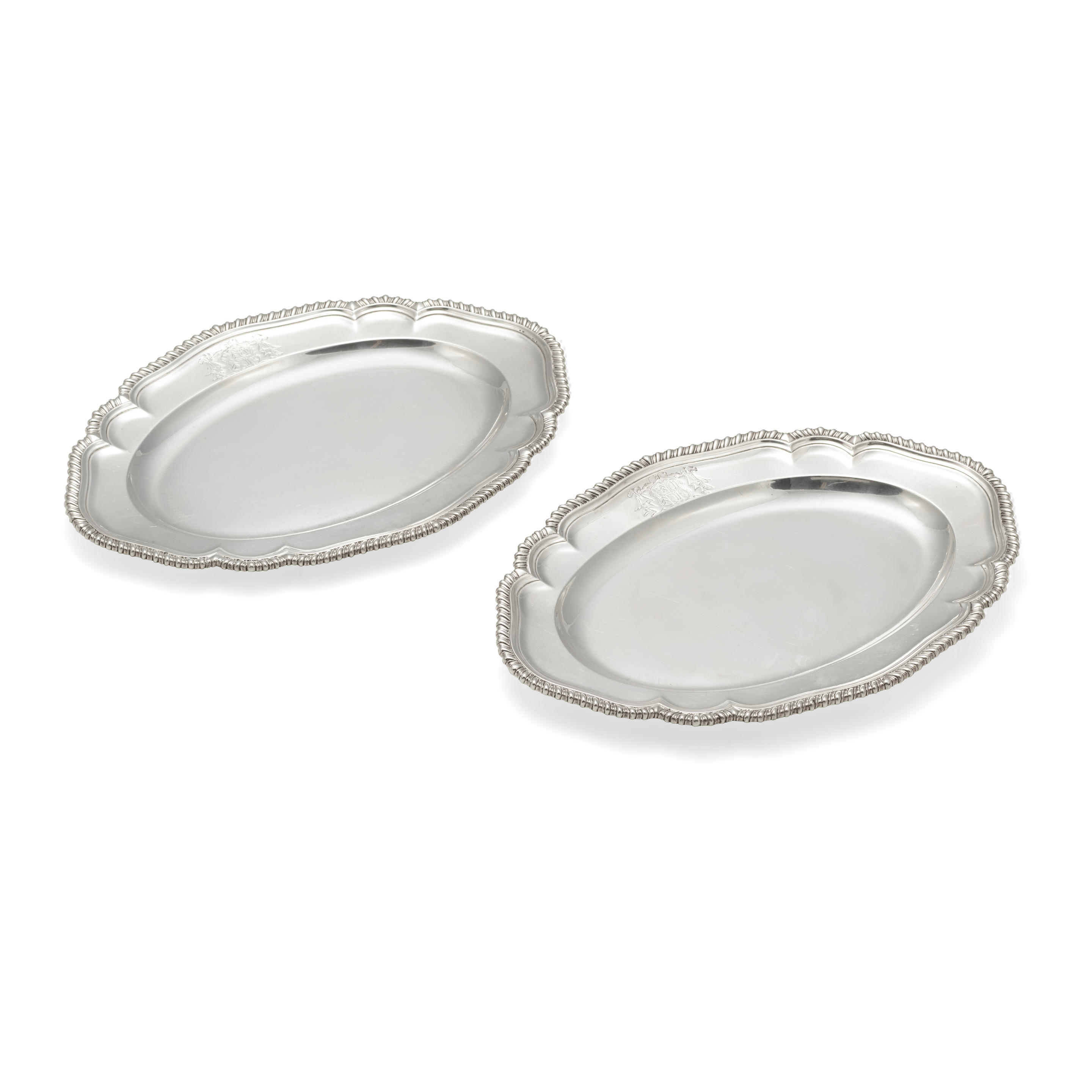 Appraisal: A PAIR OF GEORGE II SILVER GADROON RIM SMALL OVAL