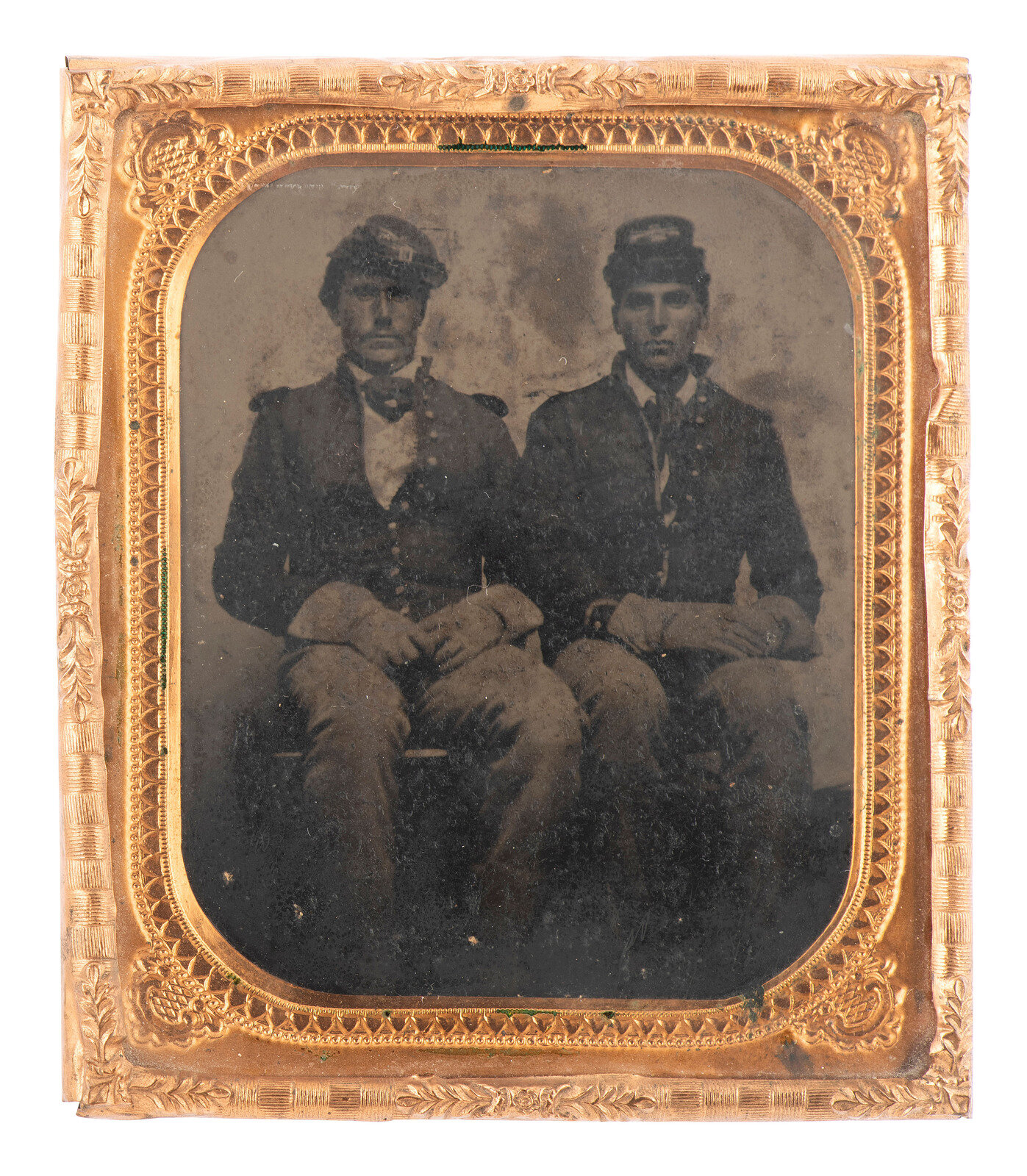 Appraisal: CIVIL WAR Sixth plate tintype of a pair of cavalrymen