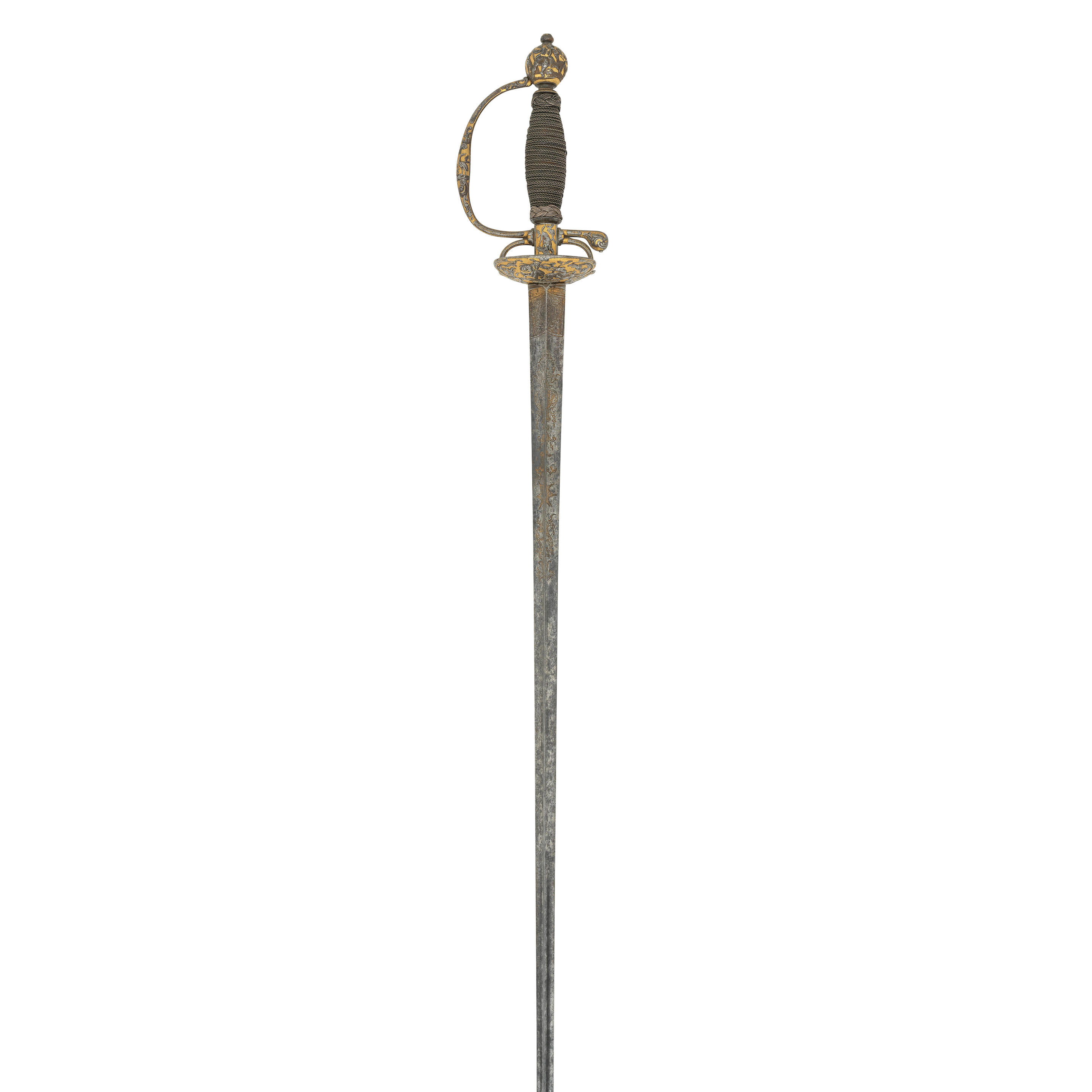 Appraisal: A FINE FRENCH SMALL-SWORD WITH CHISELLED AND GILT HILT MID-