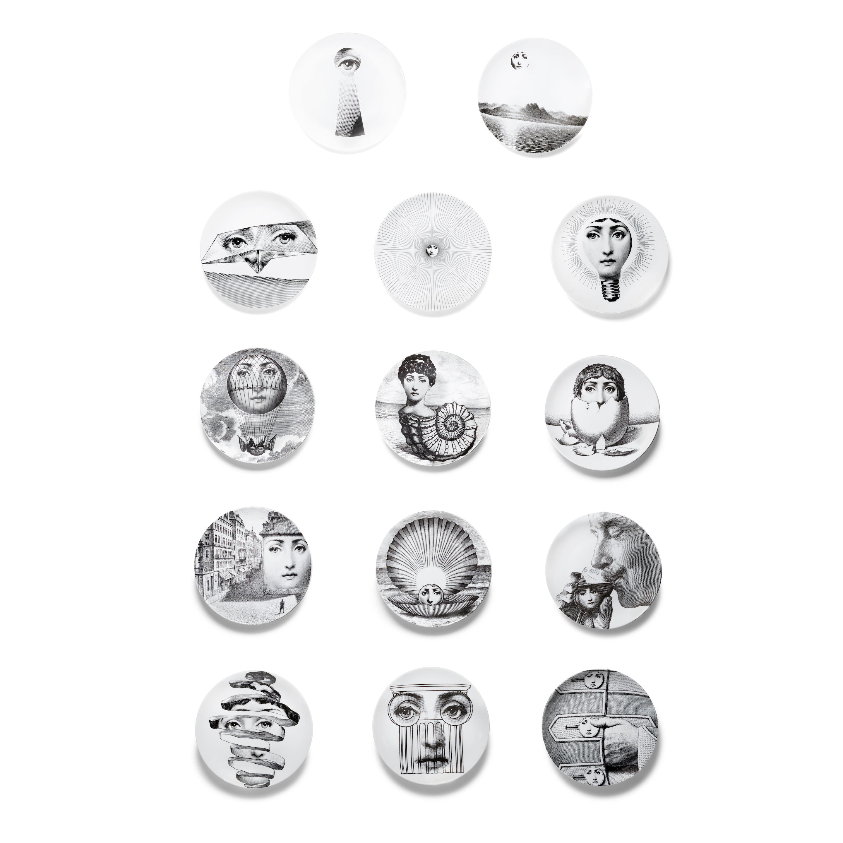 Appraisal: PIERO FORNASETTI - Group of Fourteen Themes and Variations Dinner