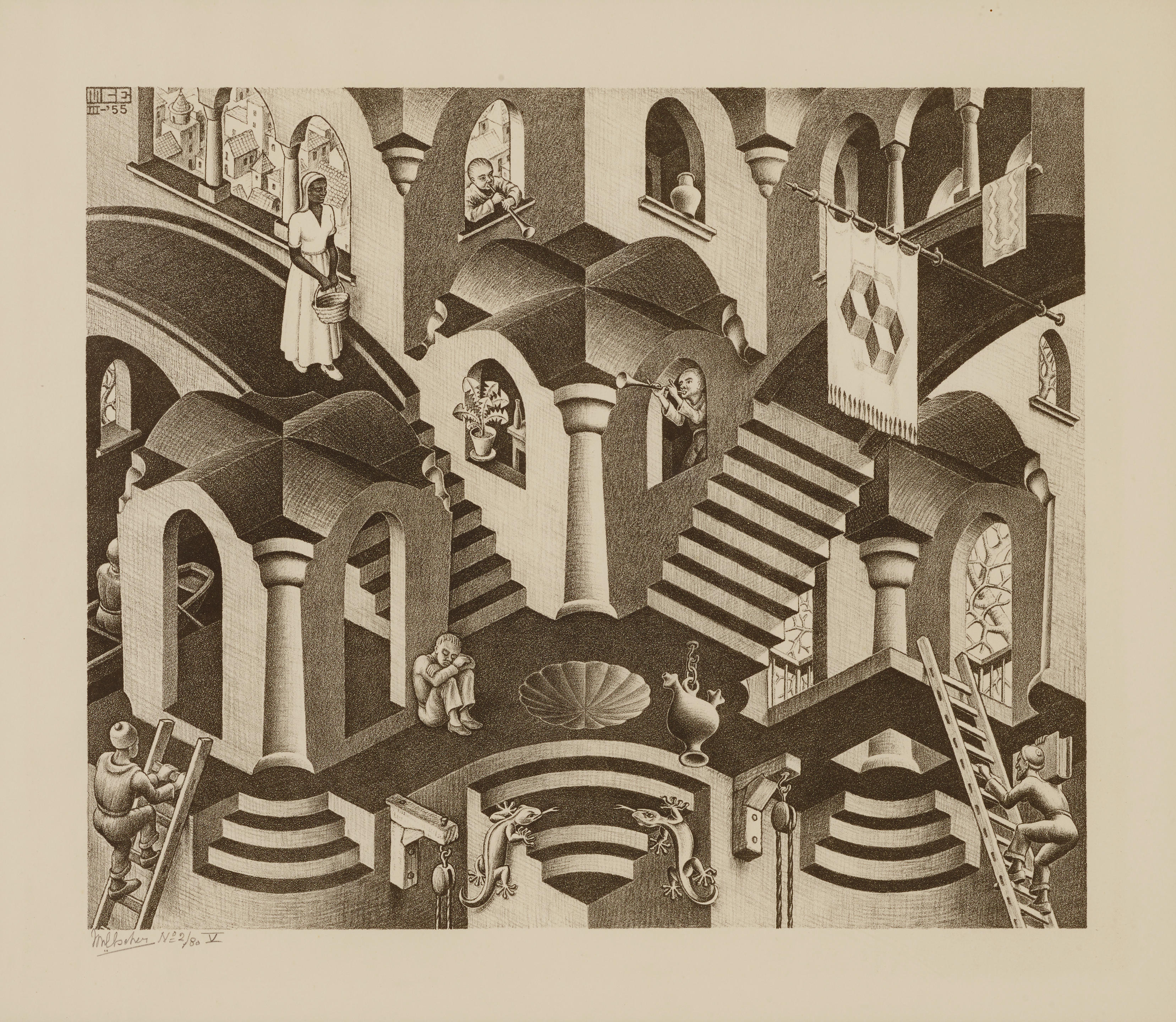 Appraisal: MAURITS CORNELIS ESCHER - Convex and Concave Bool Lithograph on