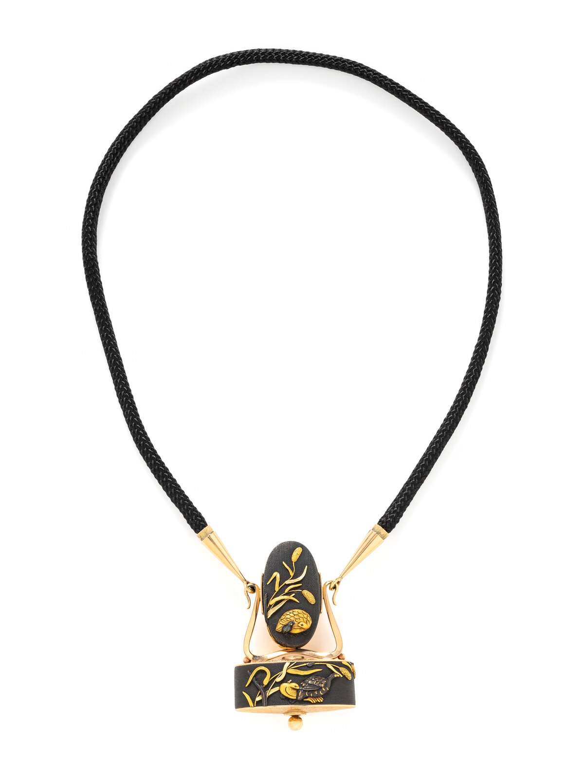 Appraisal: POTTER amp MELLEN YELLOW GOLD AND SHAKUDO CUSTOM PENDANT NECKLACE