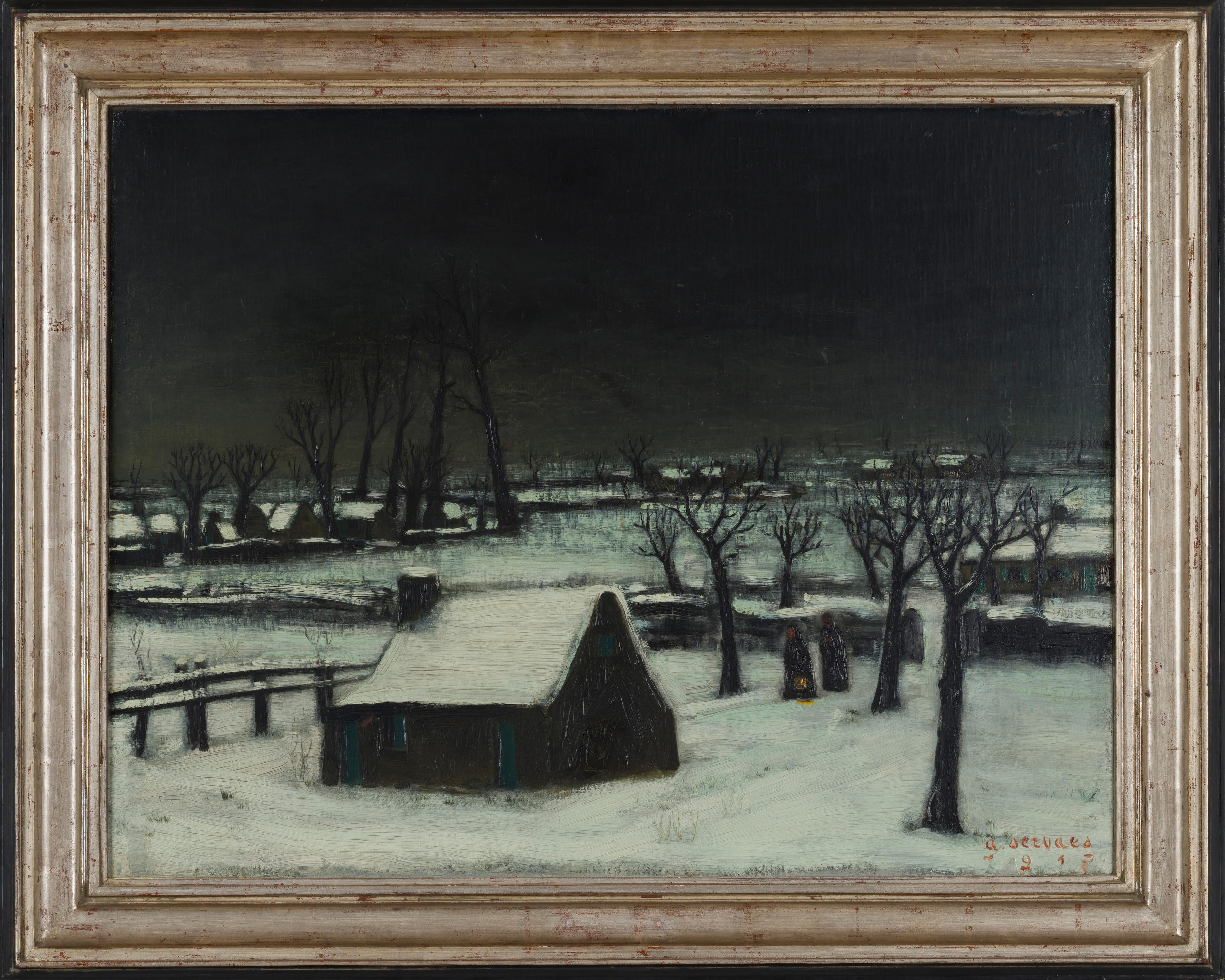 Appraisal: ALBERT SERVAES - Paysage d'hiver Huile sur panneau Sign e