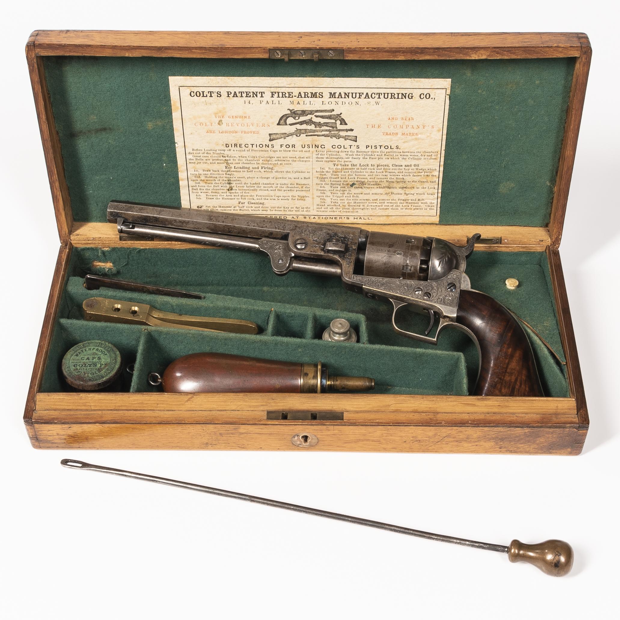 Appraisal: CASED COLT LONDON MODEL ENGRAVED NAVY REVOLVER Serial number in