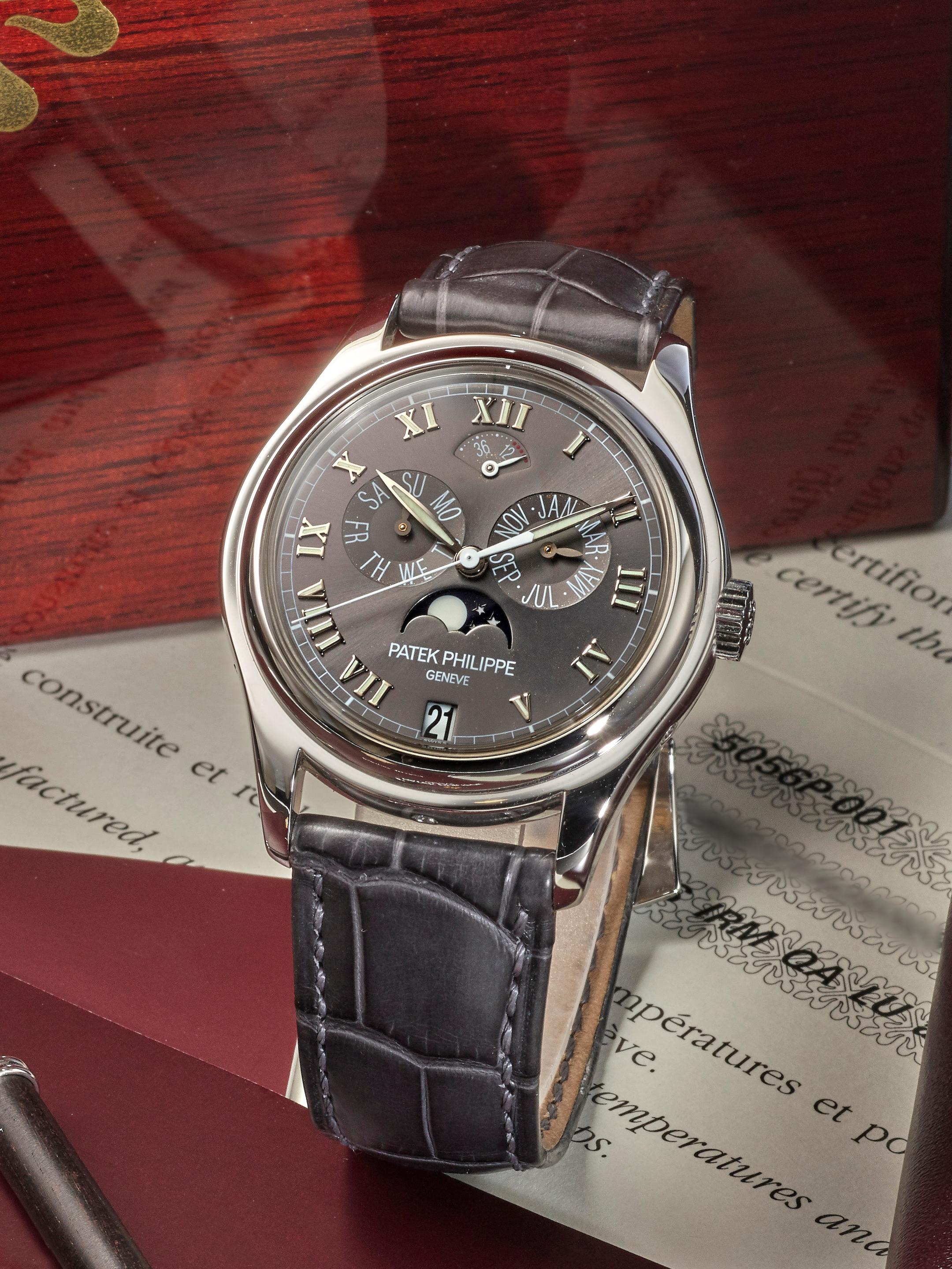 Appraisal: PATEK PHILIPPE REF P A PLATINUM ANNUAL CALENDAR WRISTWATCH WITH