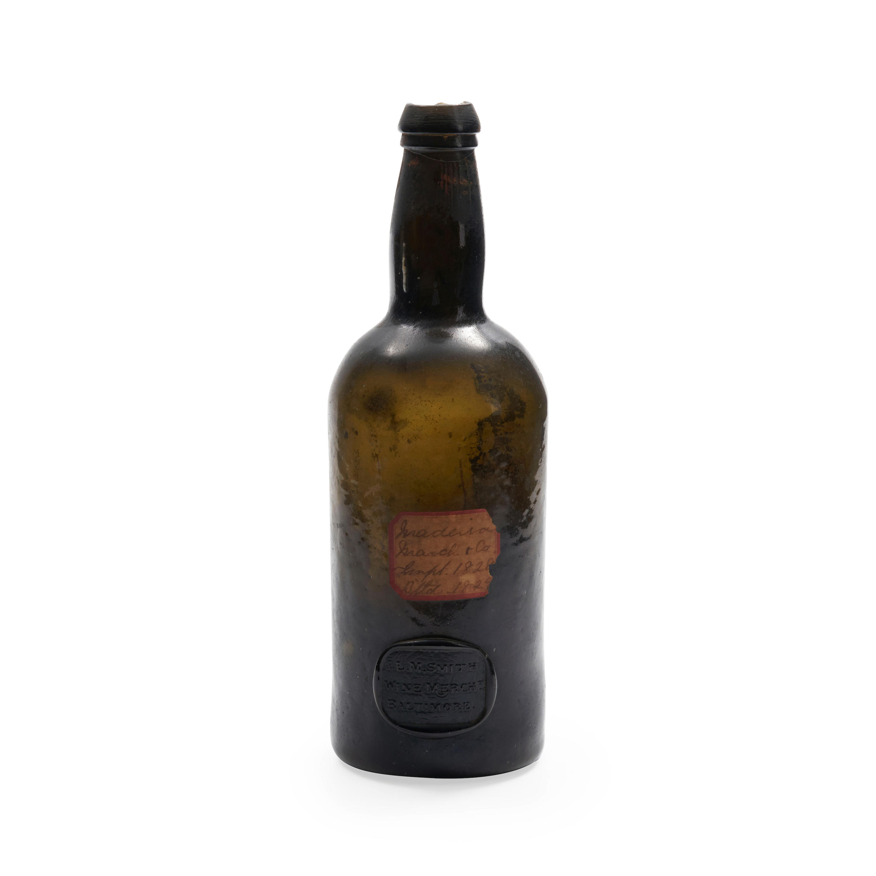 Appraisal: A RARE SEALED 'CYLINDER' WINE BOTTLE OF AMERICAN INTEREST circa