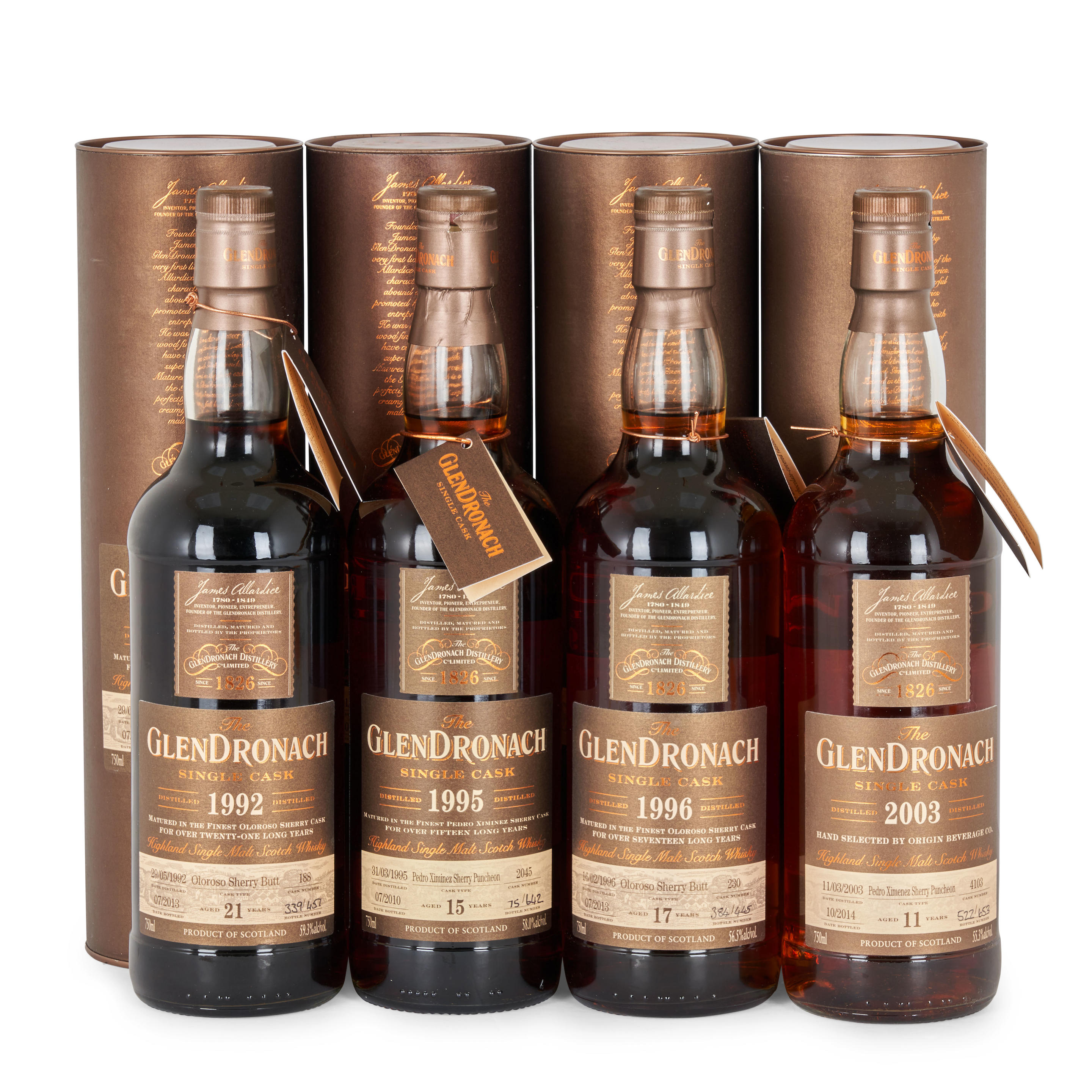 Appraisal: MIXED GLENDRONACH ML BOTTLES Mixed Glendronach ml bottles Highlands Years