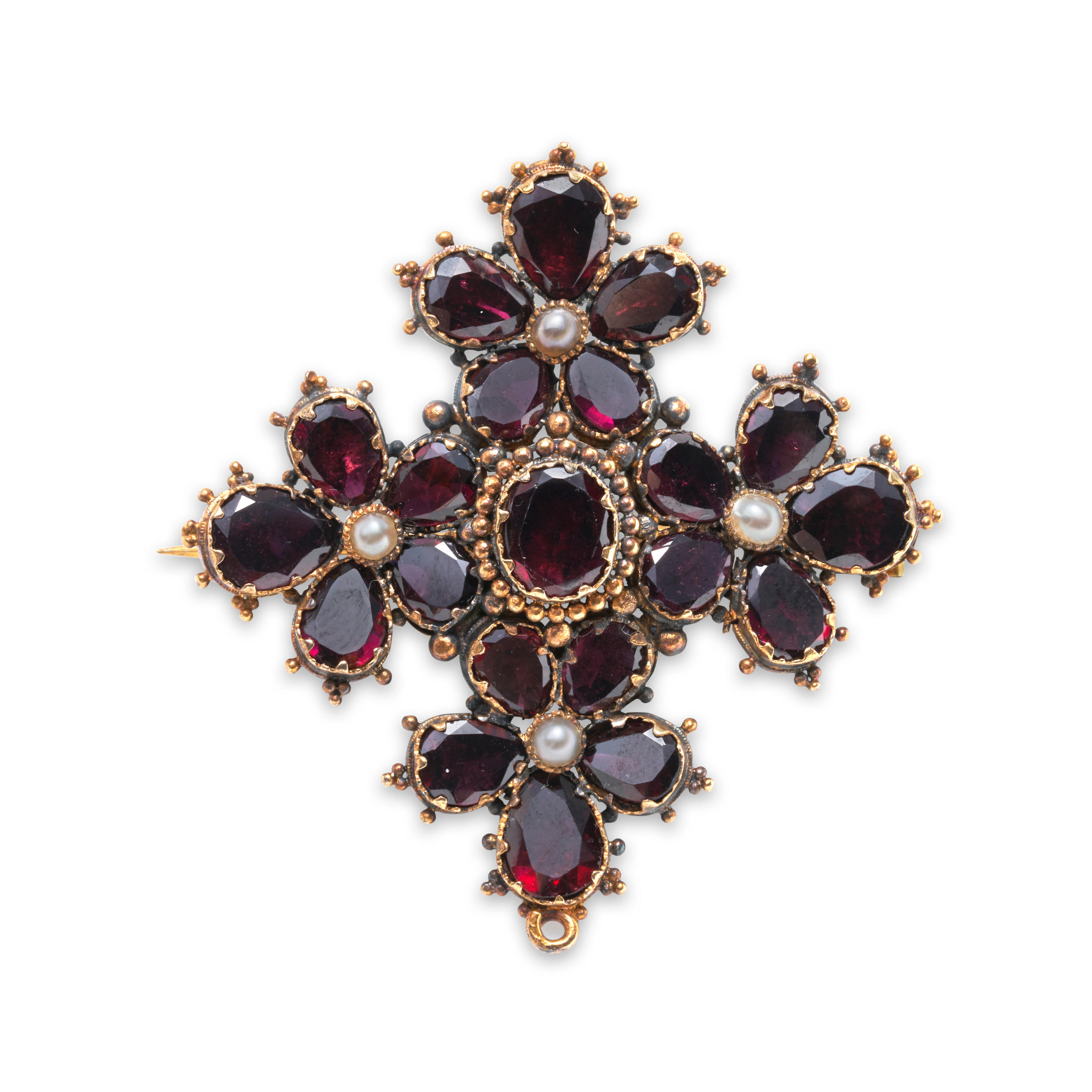 Appraisal: A LATE GEORGIAN GOLD AND GARNET PENDANT BROOCH CIRCA Set