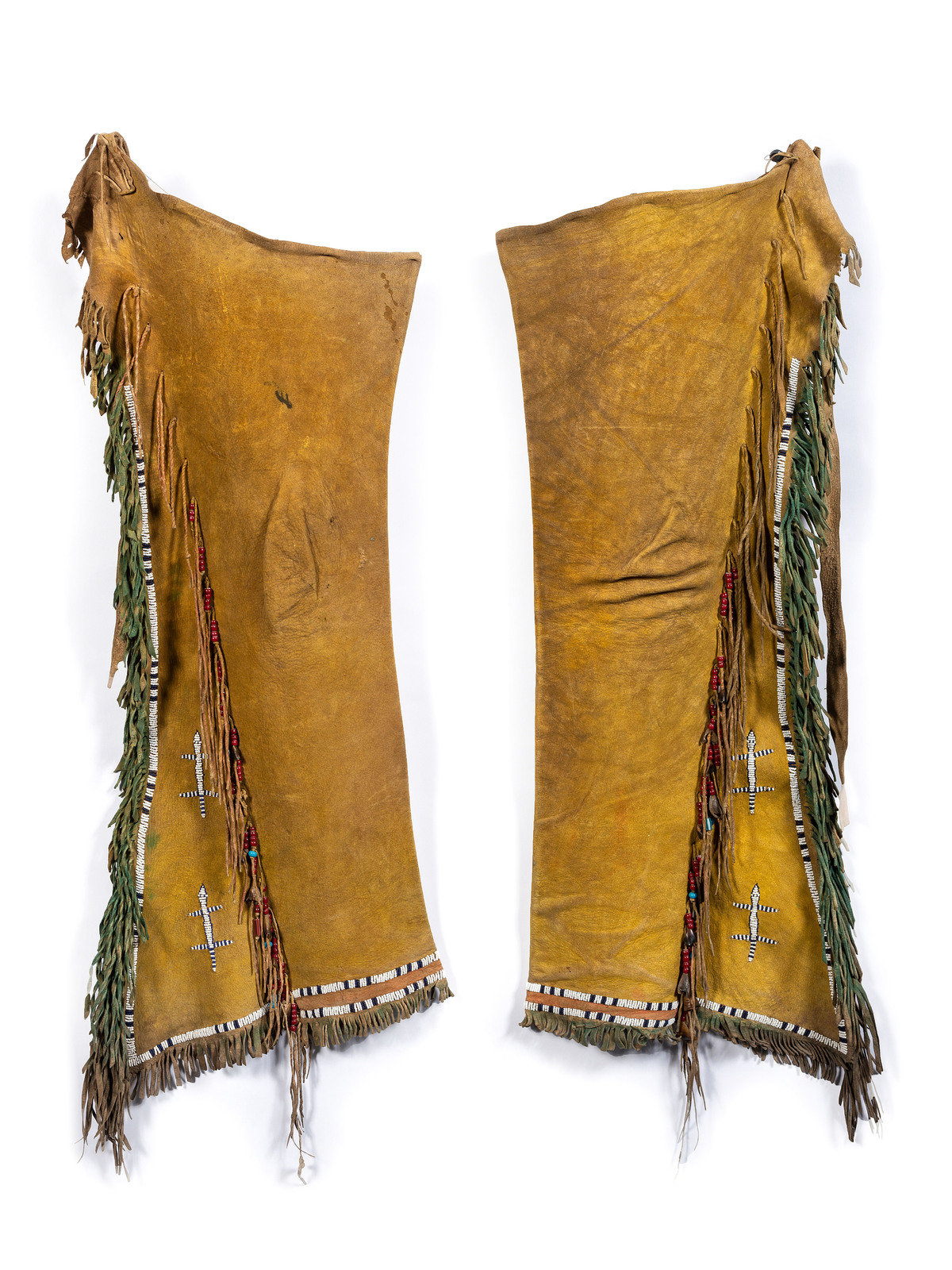 Appraisal: Cheyenne Beaded Hide Leggings with Lizards fourth quarter th century