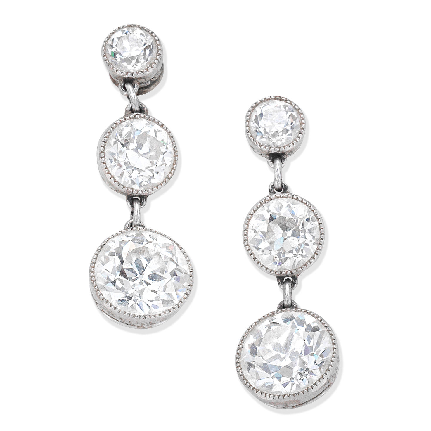 Appraisal: DIAMOND PENDENT EARCLIPS EARLY-MID TH CENTURY Old brilliant-cut diamonds principal