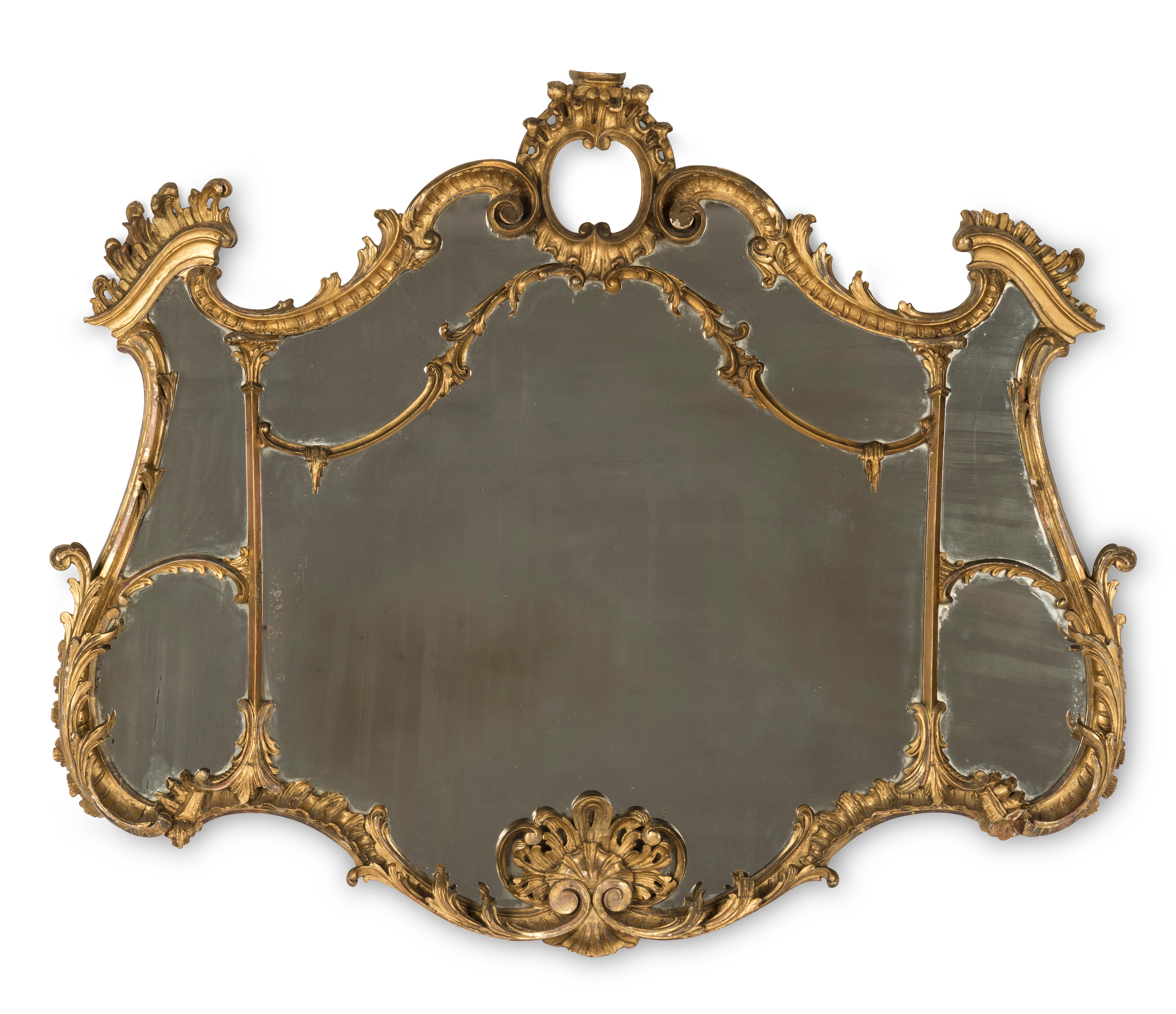 Appraisal: A TH CENTURY CARVED GILTWOOD MIRROR IN THE GEORGE II