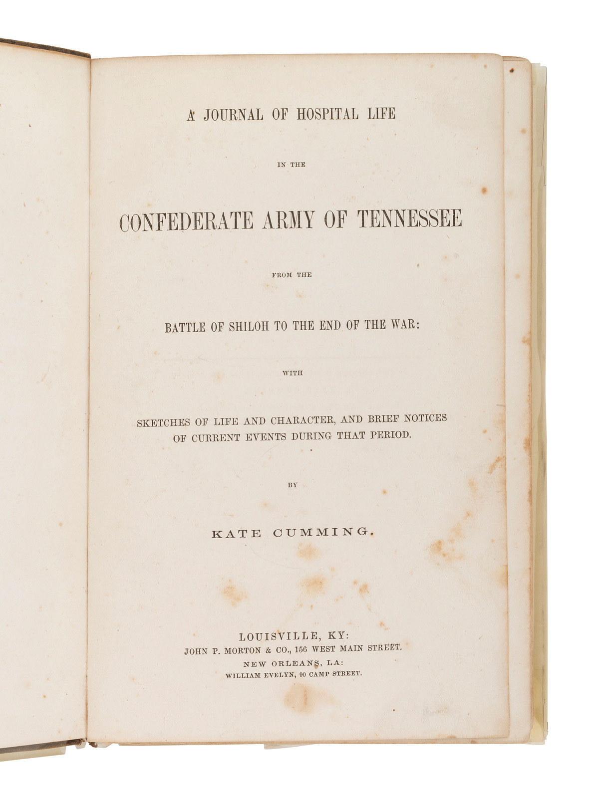 Appraisal: CUMMING Kate A Journal of Hospital Life in the Confederate