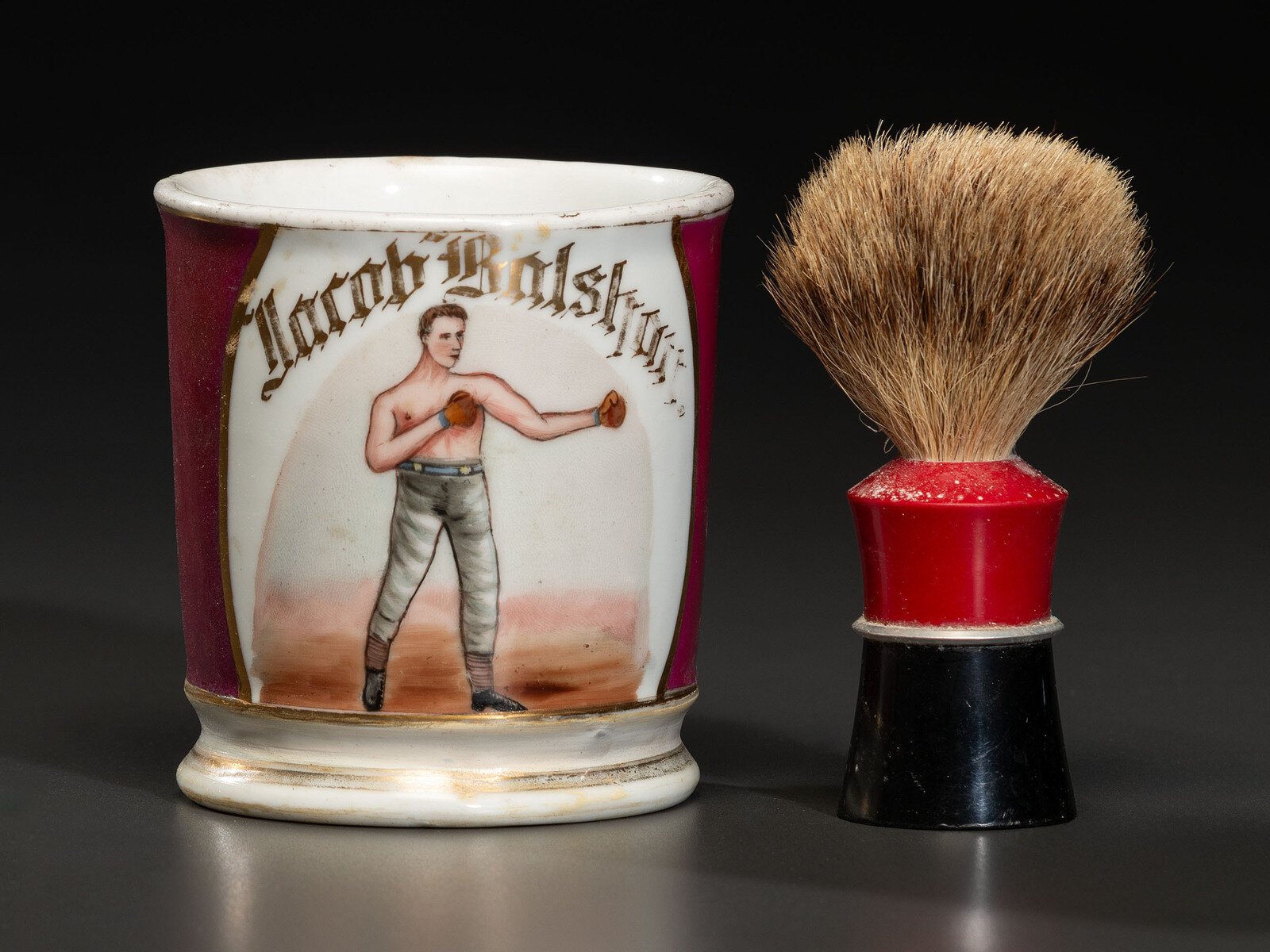 Appraisal: A Pugilist's Porcelain Occupational Shaving Mug Late th Early th