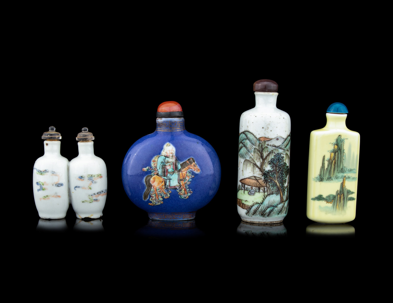 Appraisal: Four Chinese Famille Rose Porcelain Snuff Bottles Late th- th