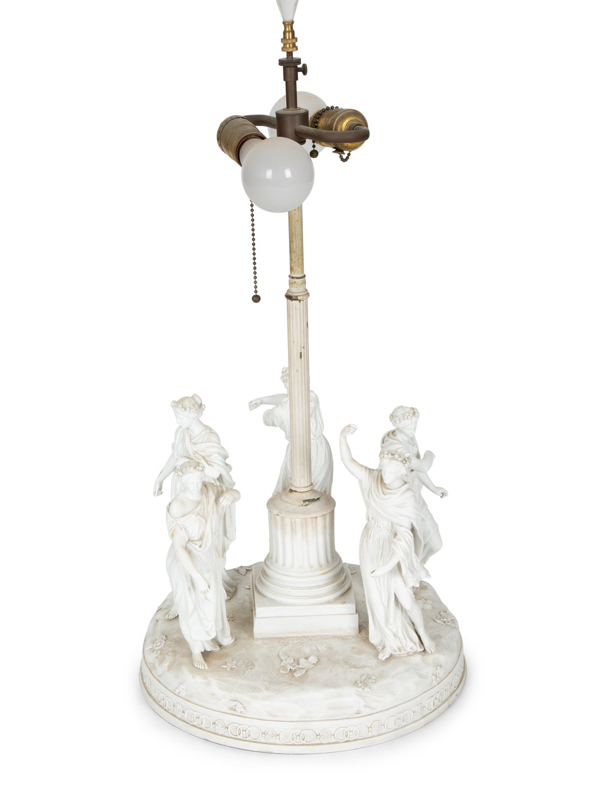 Appraisal: A Neoclassical Style French Bisque Porcelain Figural Lamp Early th