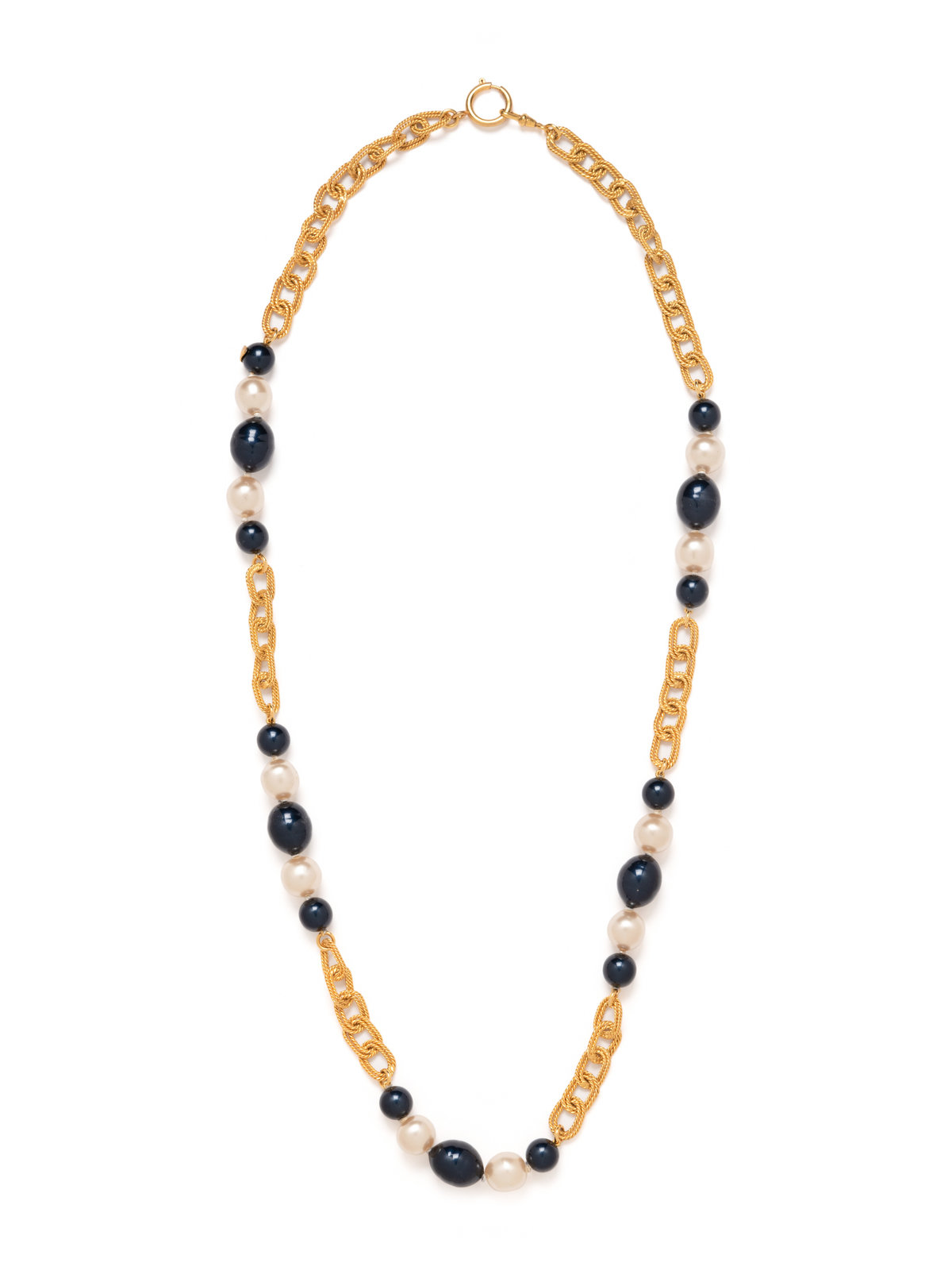 Appraisal: Chanel Faux Pearl and Chain Necklace Blue and white faux