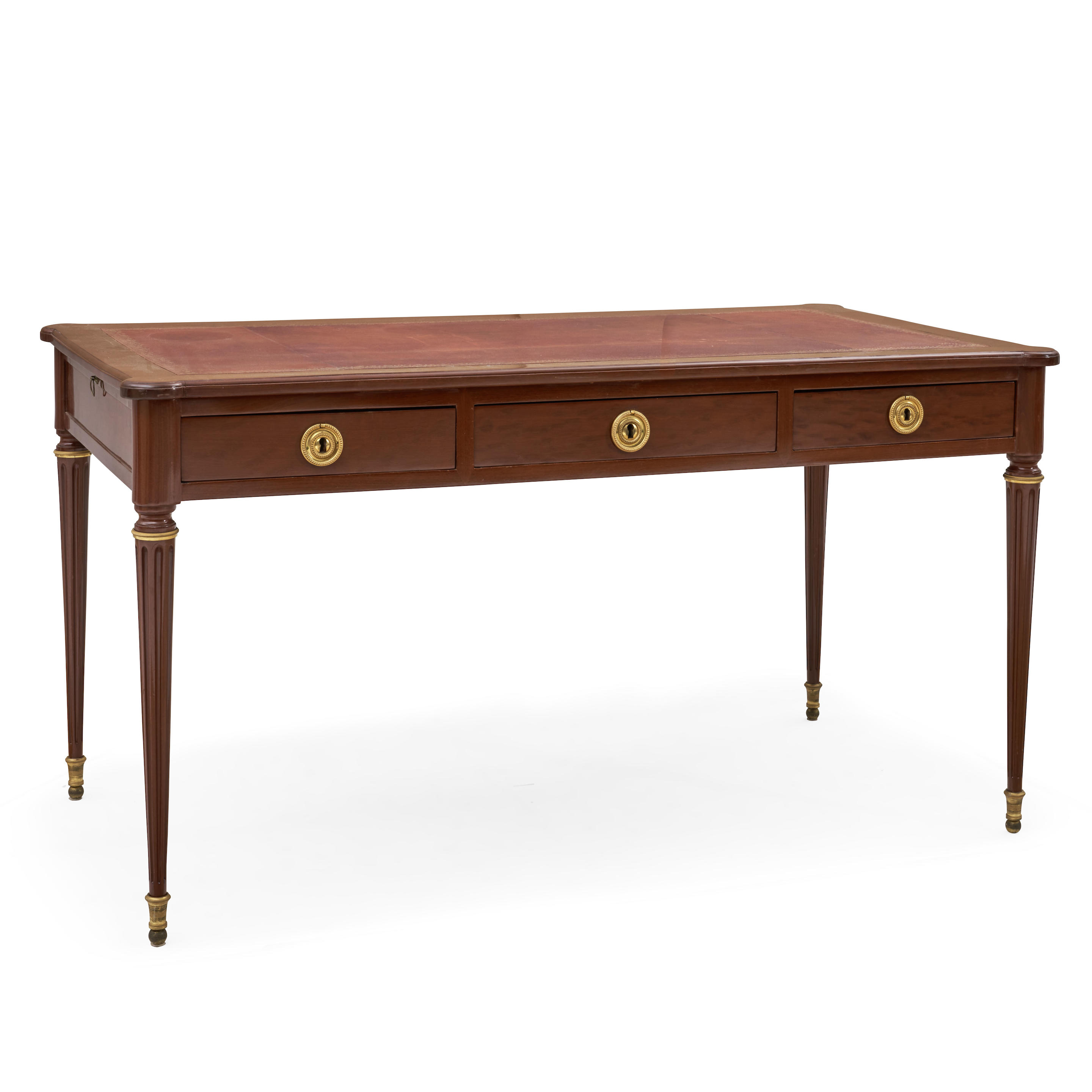 Appraisal: LOUIS XVI ORMOLU MOUNTED MAHOGANY AND MAHOGANY VENEER BUREAU PLAT