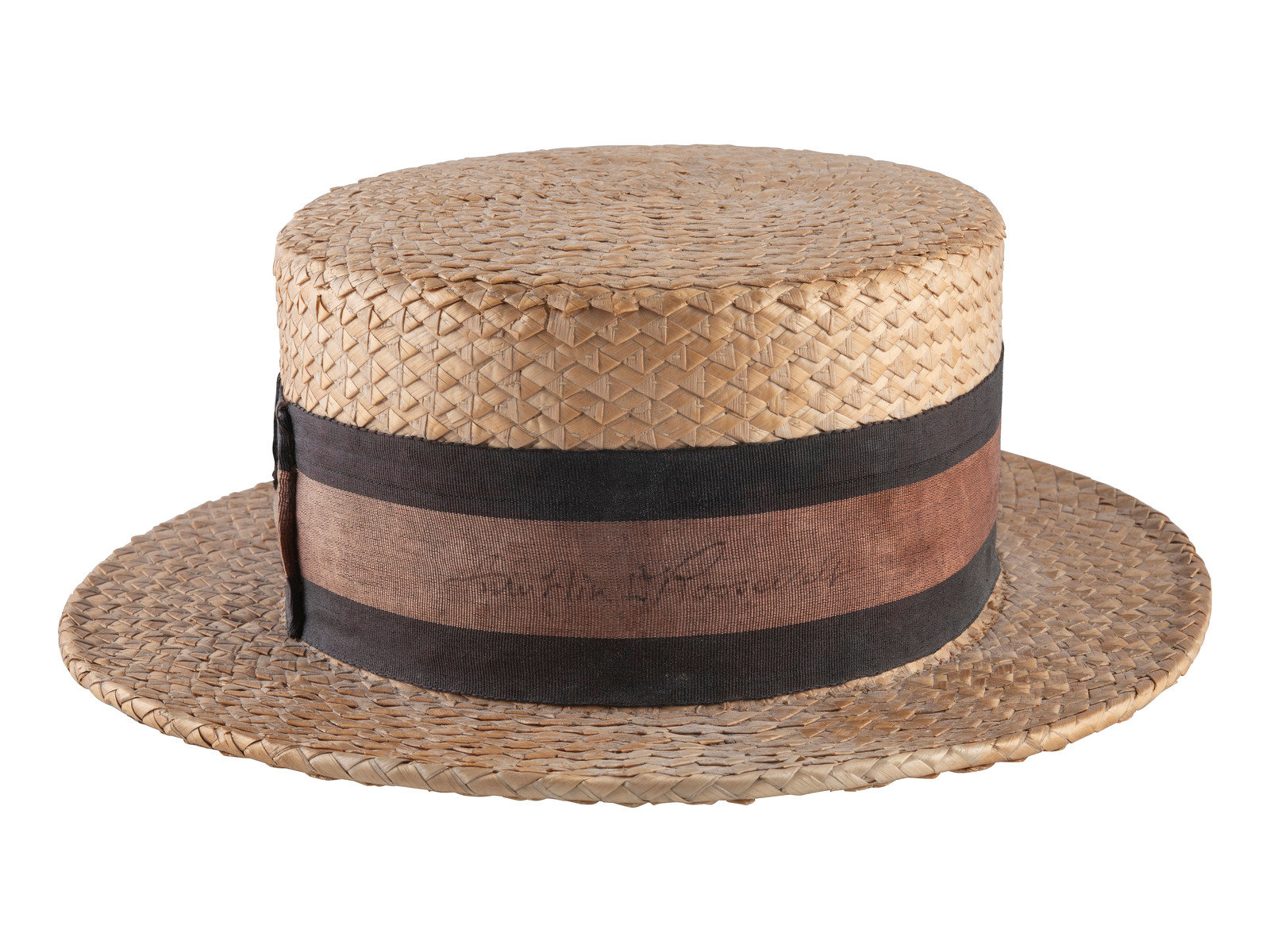 Appraisal: ROOSEVELT Franklin Delano - Straw boater hat signed Franklin D