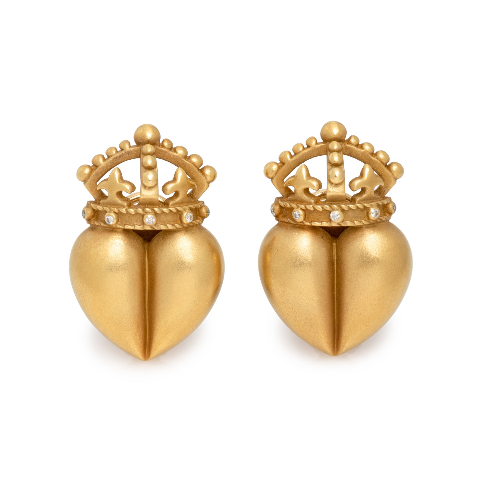 Appraisal: KIESELSTEIN-CORD YELLOW GOLD AND DIAMOND EARCLIPS Consisting of a crowned