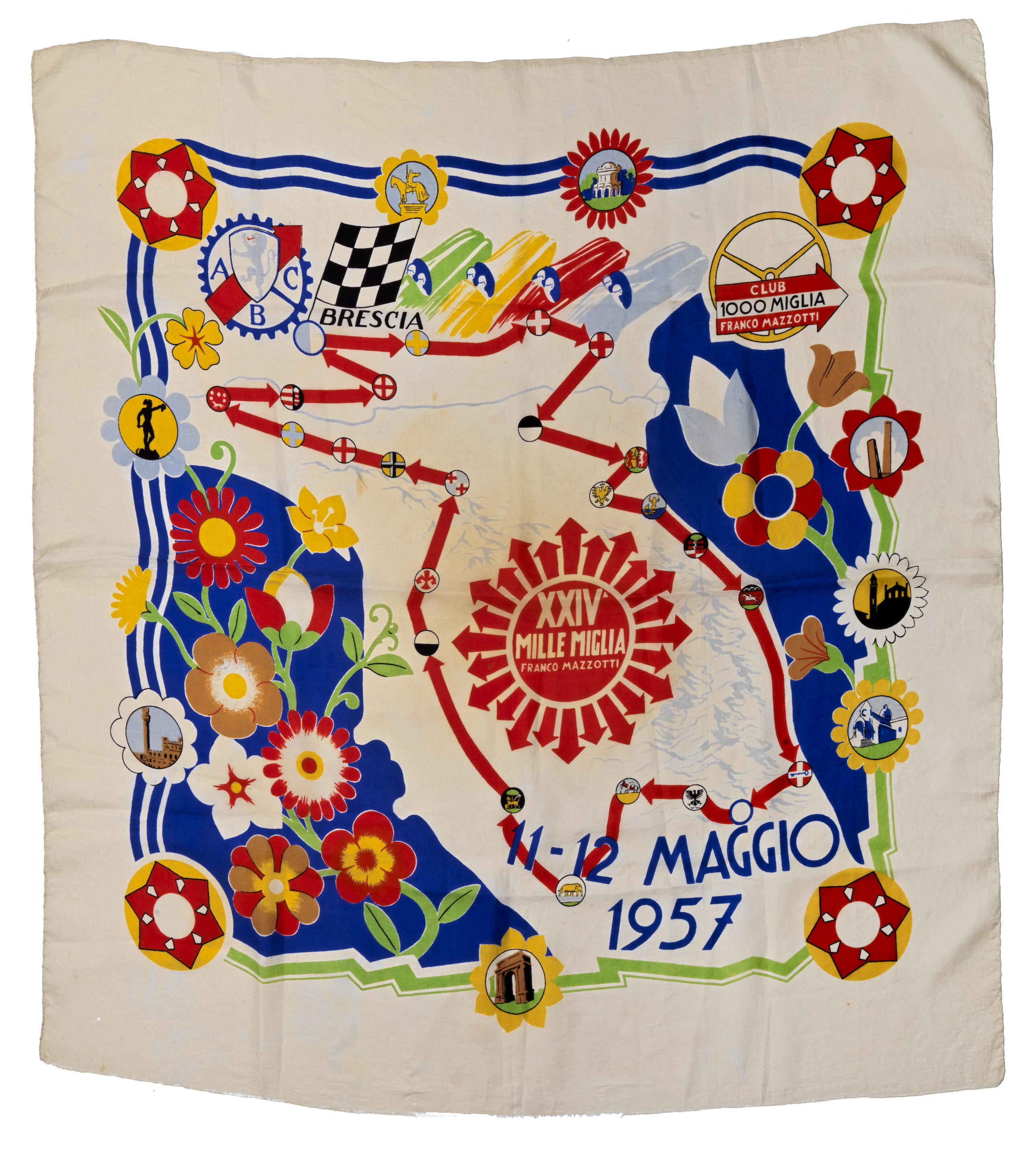 Appraisal: A XXIV MILLE MIGLIA SILK SCARF believed Italian for the