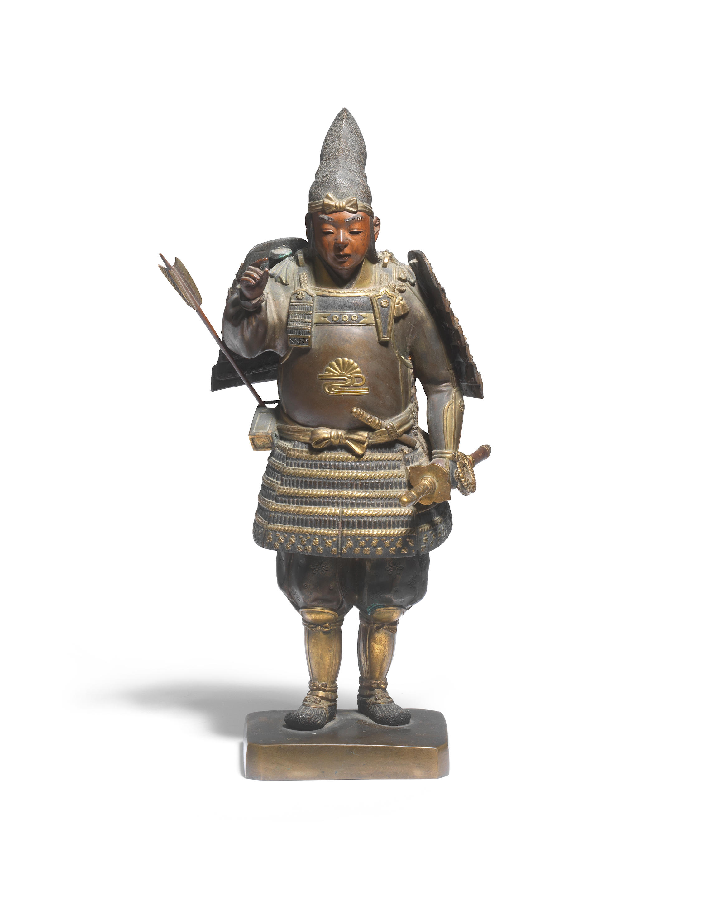 Appraisal: HOZAN A Gilt-Bronze Figure of a Samurai Meiji - or