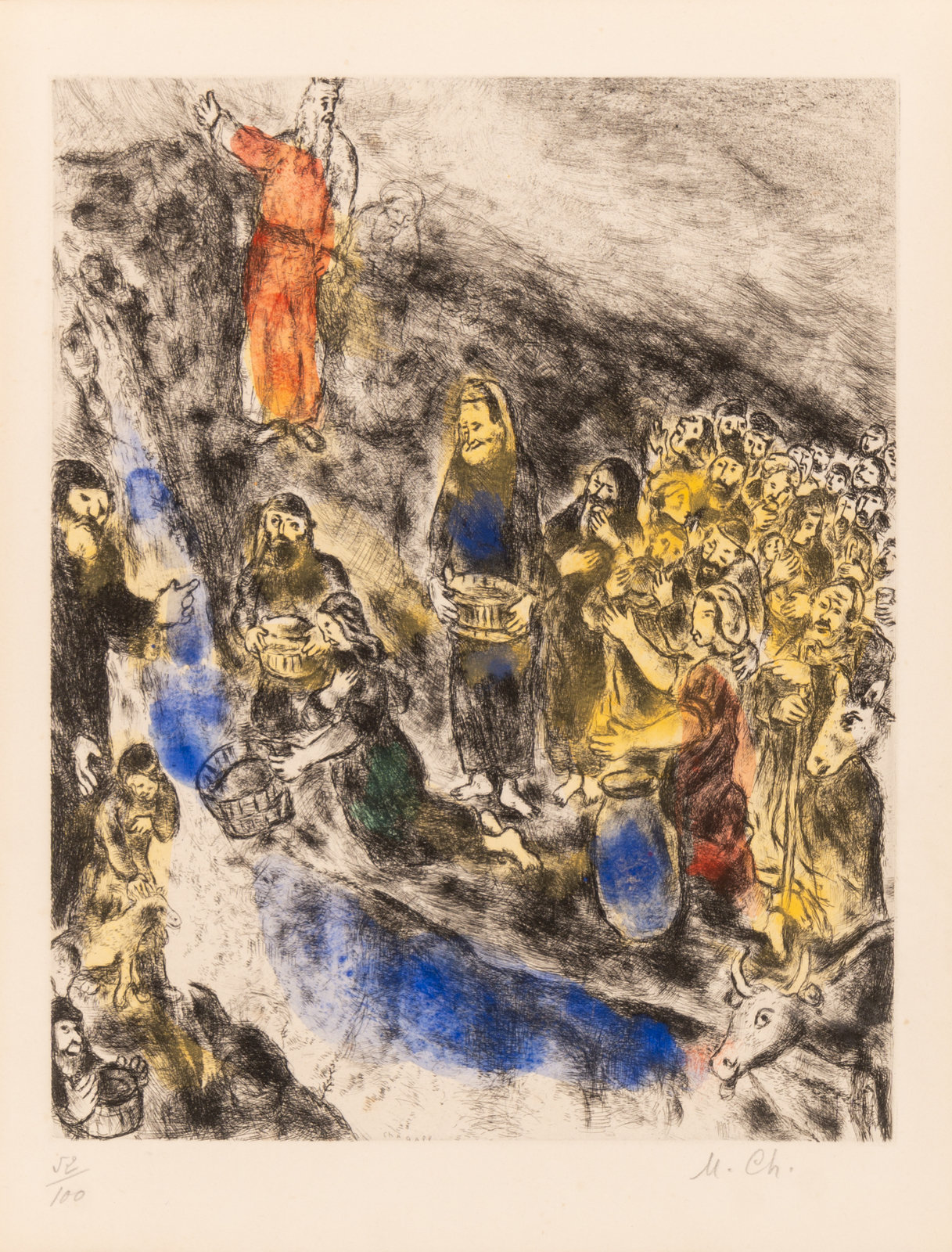 Appraisal: Marc Chagall Russian-French - Moses Striking Water From the Rock