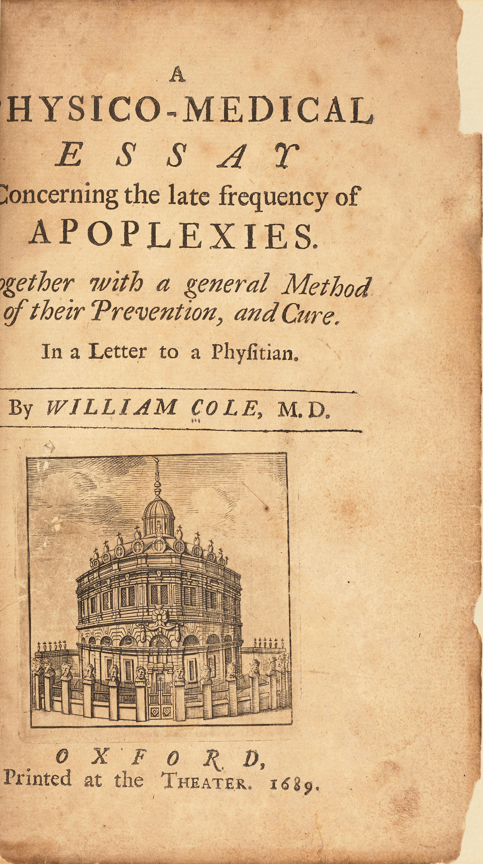 Appraisal: COLE WILLIAM - A Physico-Medical Essay concerning the late Frequency