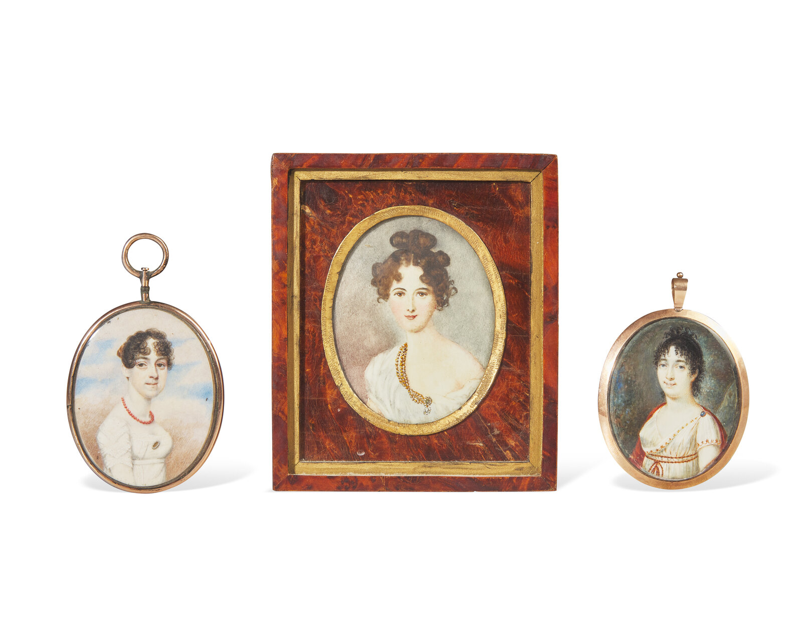 Appraisal: French School th century A group of three portrait miniatures