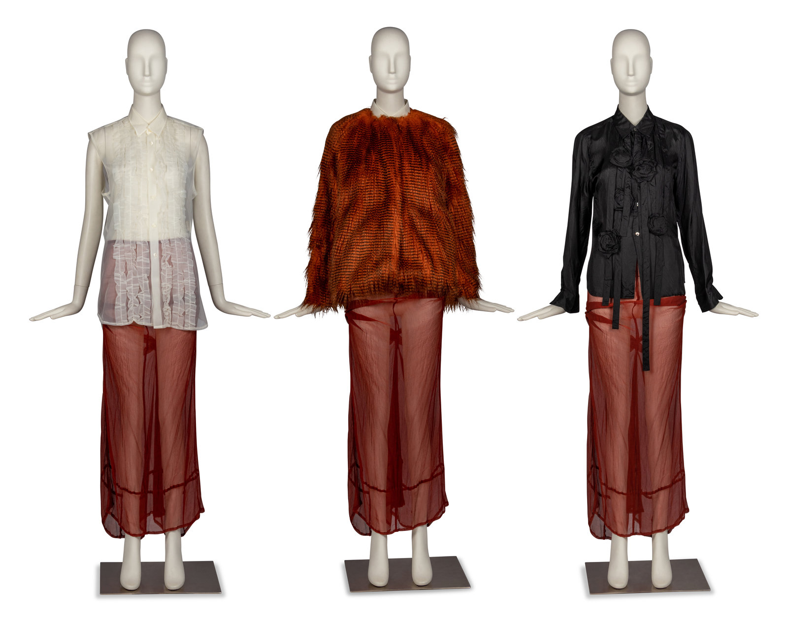 Appraisal: Dries Van Noten Faux Fur Jacket and Chiffon Skirt with