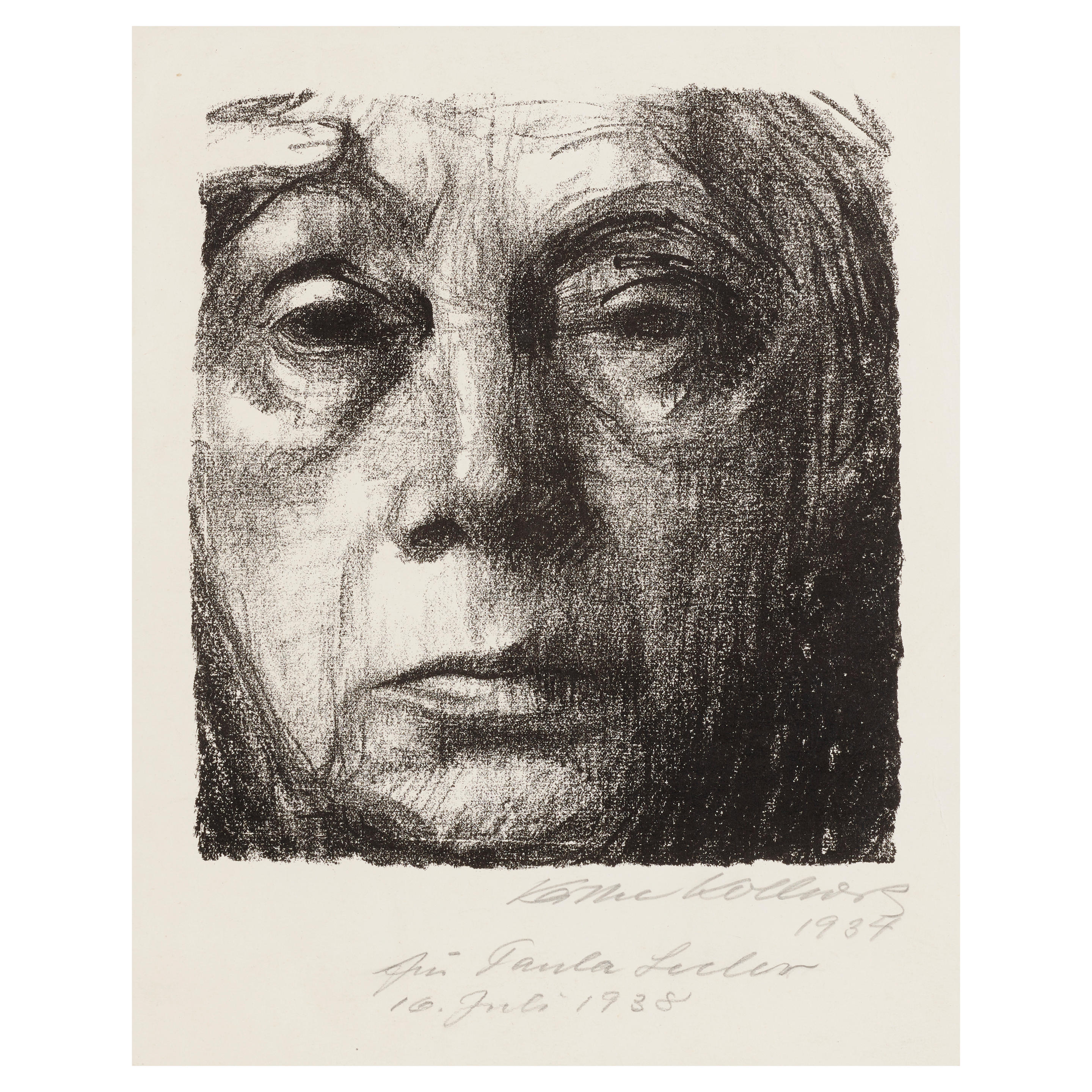 Appraisal: K THE KOLLWITZ - Selbstbildnis Klipstein Knesebeck b Lithograph on