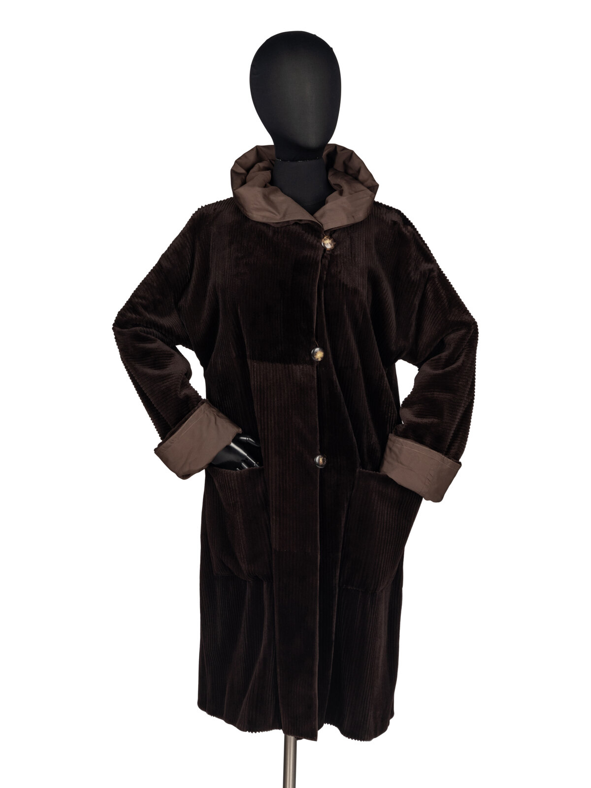 Appraisal: J Mendel Reversible Sheared Mink Coat Mid-length hooded coat in