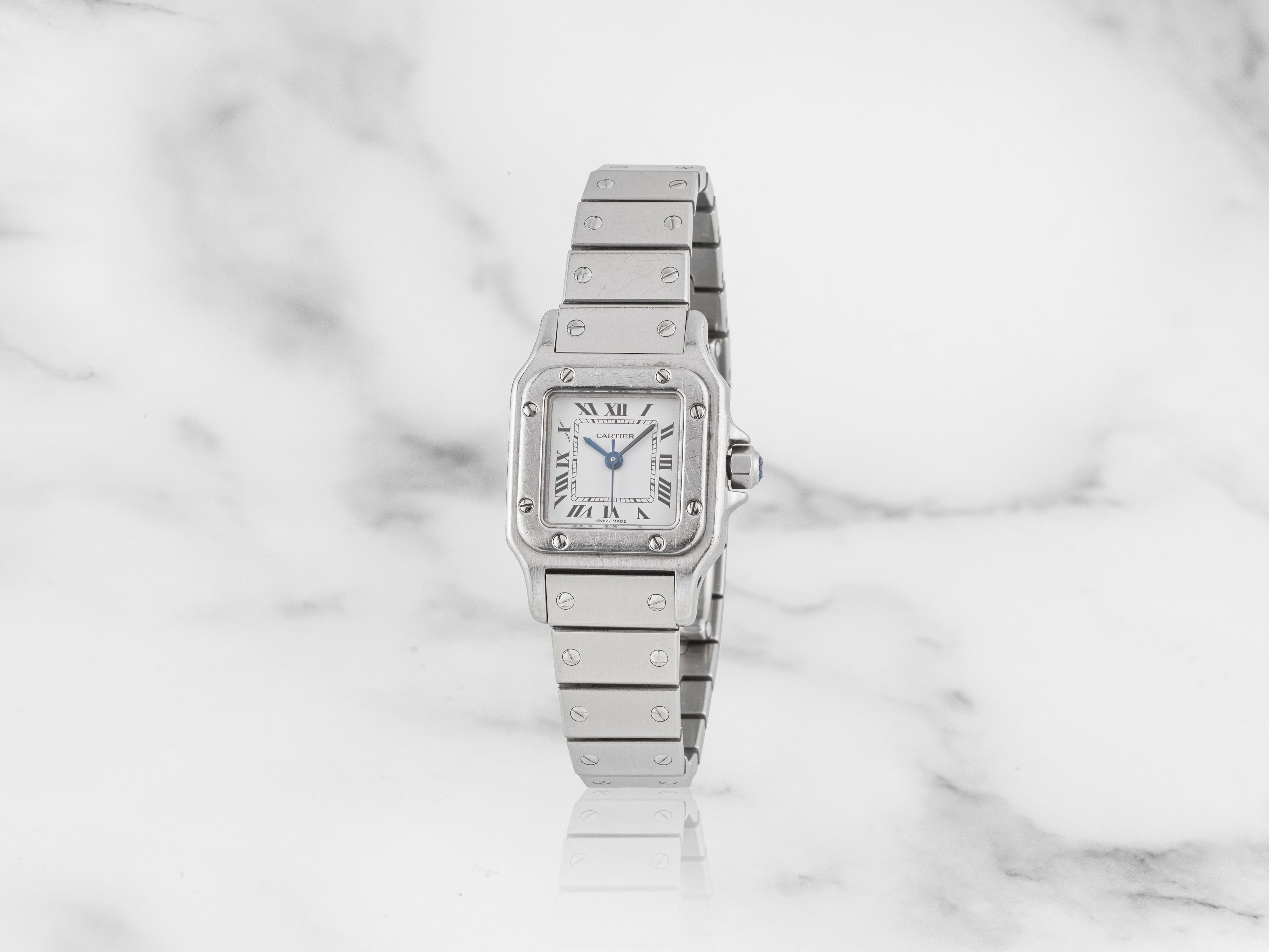 Appraisal: CARTIER A LADY'S STAINLESS STEEL AUTOMATIC BRACELET WATCH Cartier Montre