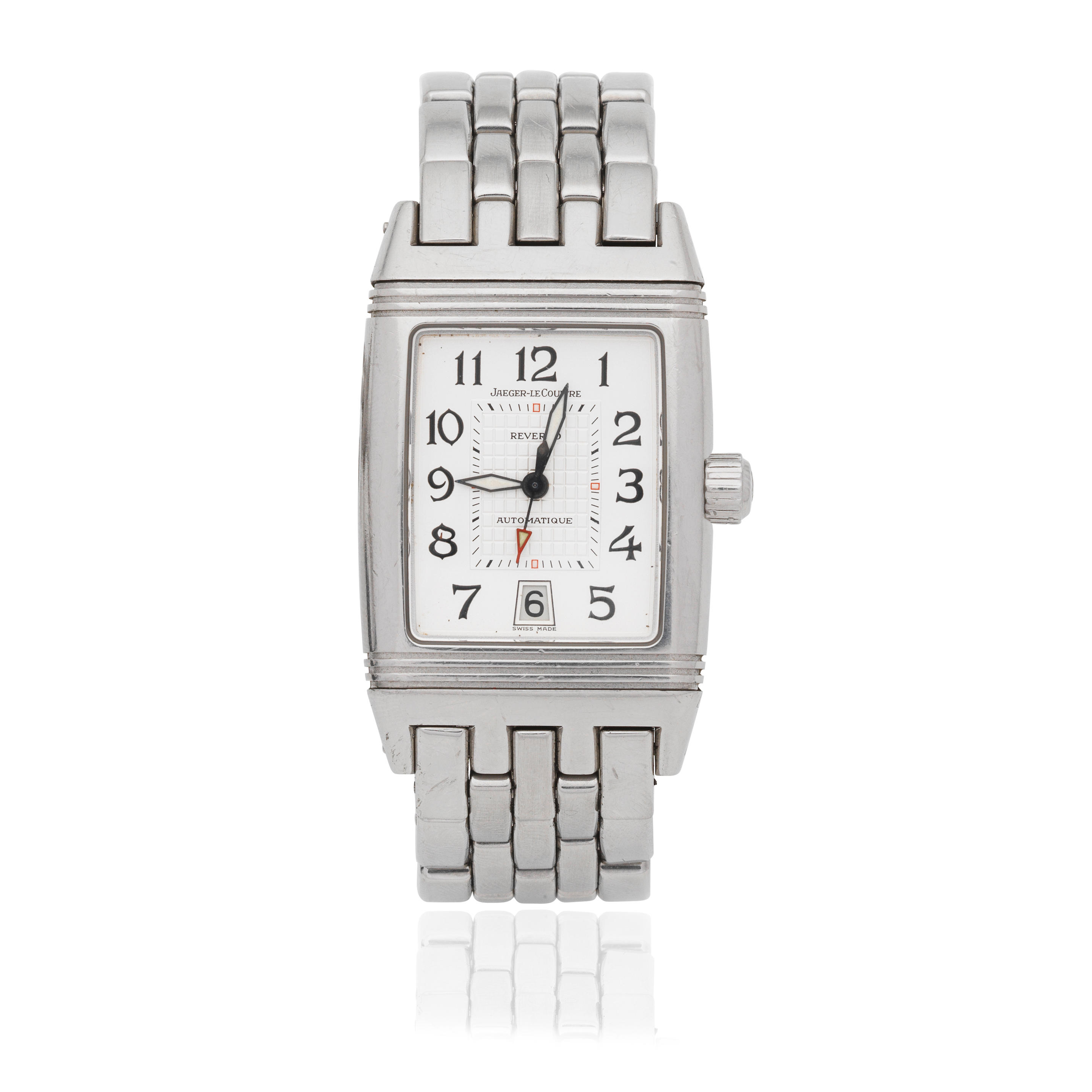 Appraisal: JAEGER-LECOULTRE A STAINLESS STEEL AUTOMATIC REVERSIBLE CALENDAR BRACELET WATCH Model