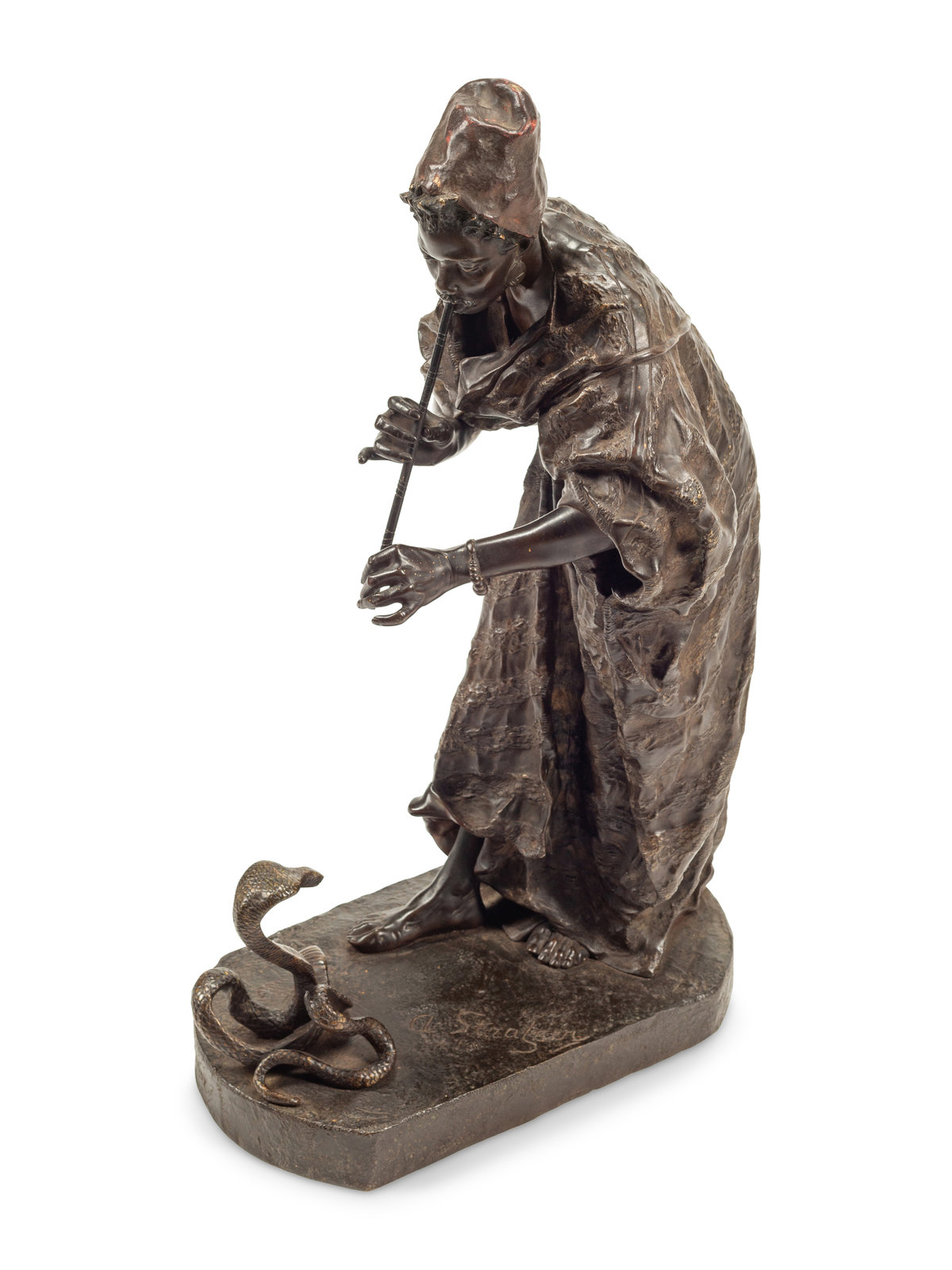 Appraisal: Arthur Strasser French - Snake Charmer bronze signed A Strasser