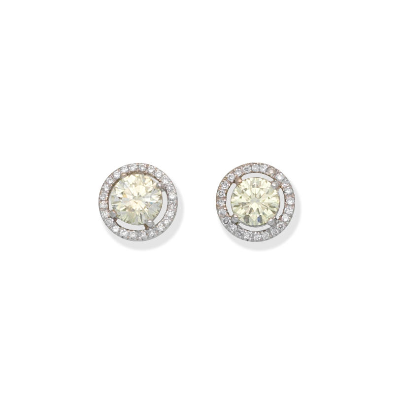 Appraisal: DIAMOND CLUSTER EARSTUDS Each set with a brilliant-cut diamond of