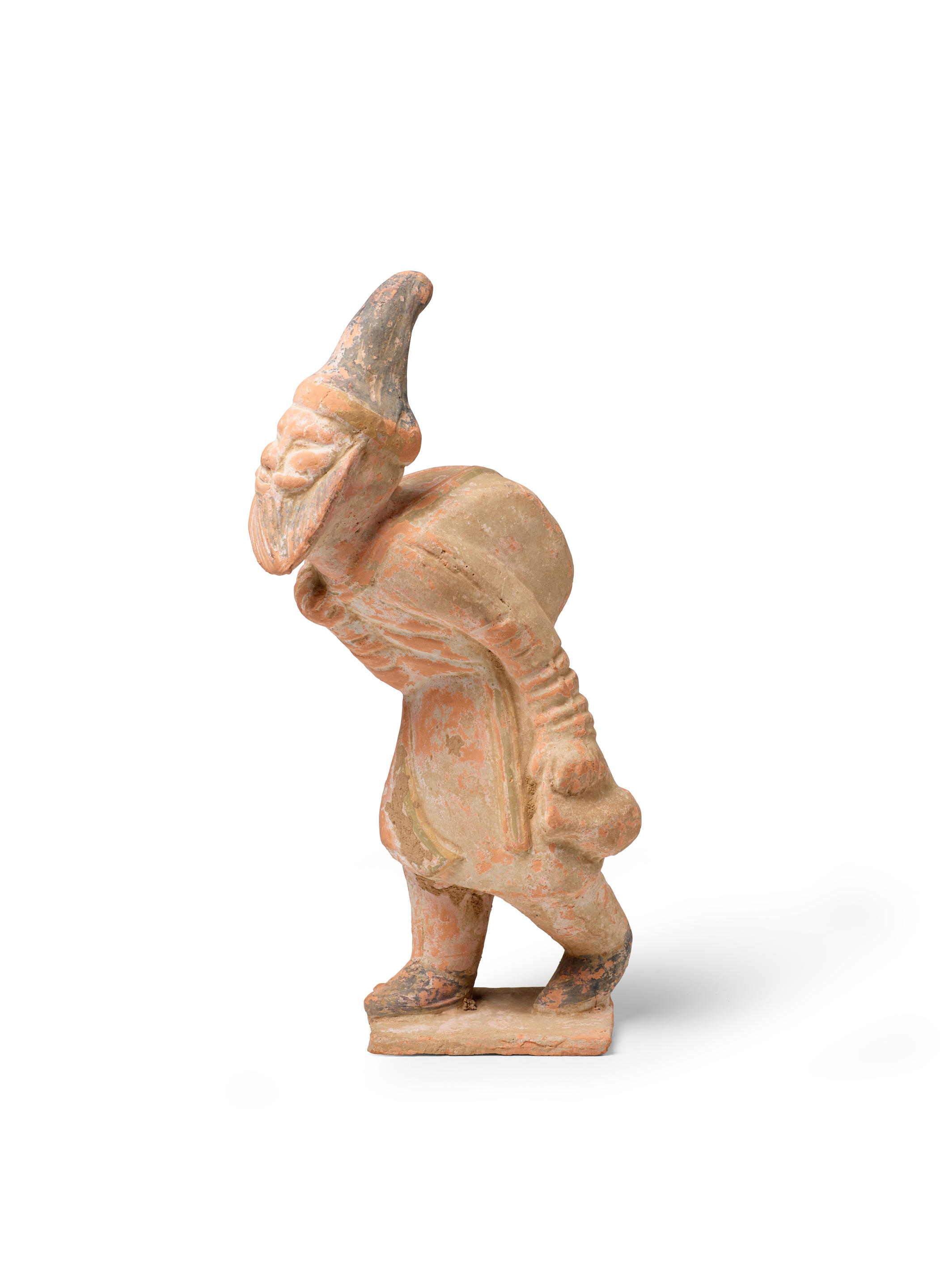 Appraisal: A PAINTED RED POTTERY FIGURE OF A CENTRAL ASIAN TRAVELER