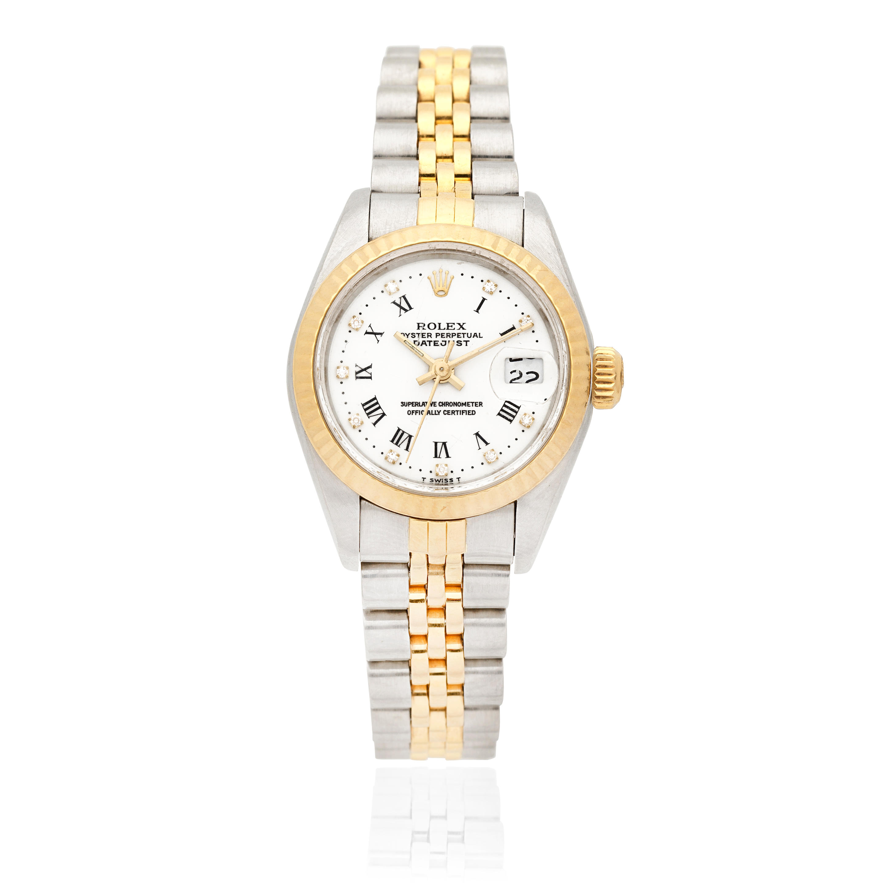 Appraisal: ROLEX A LADY'S STAINLESS STEEL AND GOLD DIAMOND SET AUTOMATIC