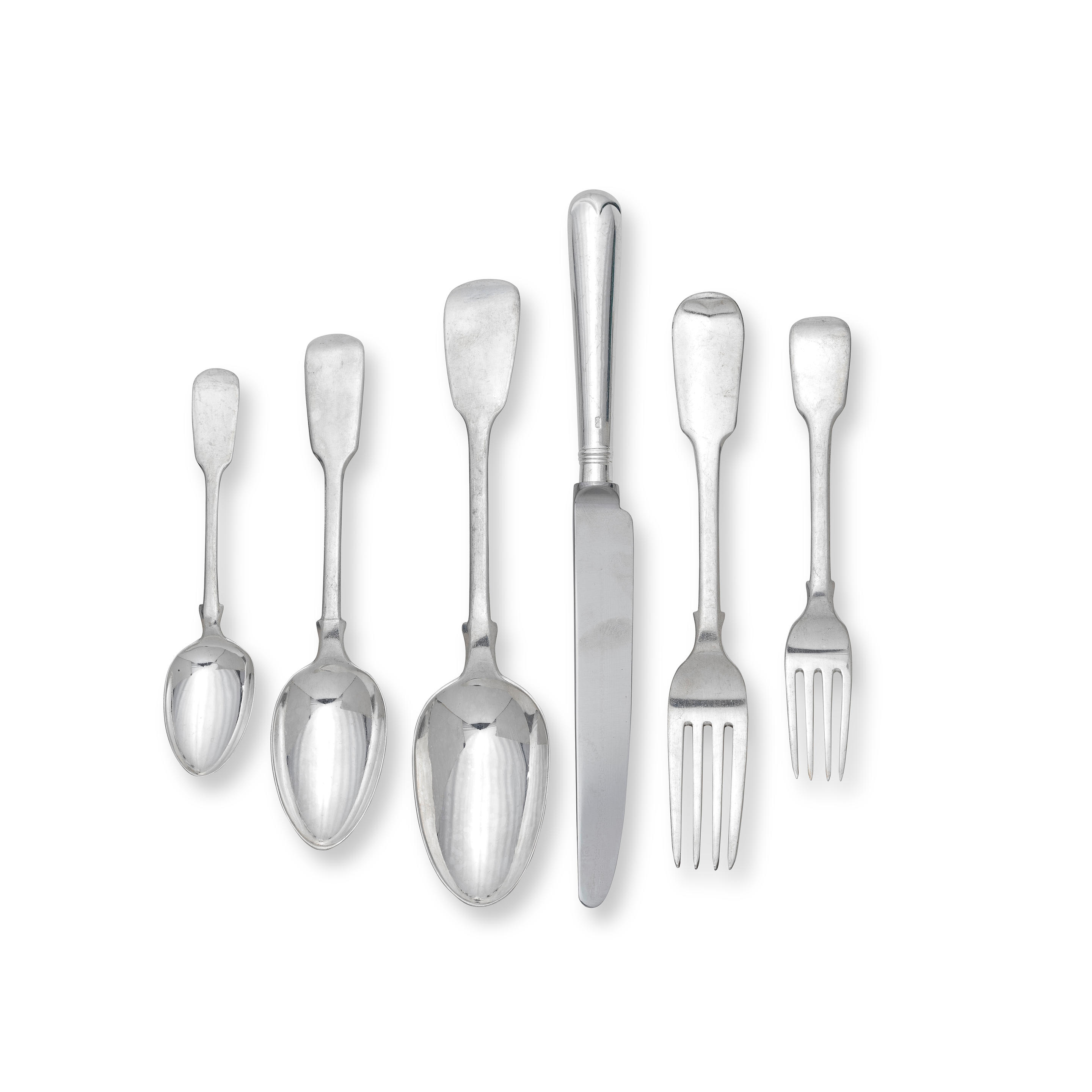 Appraisal: A COLLECTED SILVER FIDDLE PATTERN FLATWARE SERVICE various maker's and