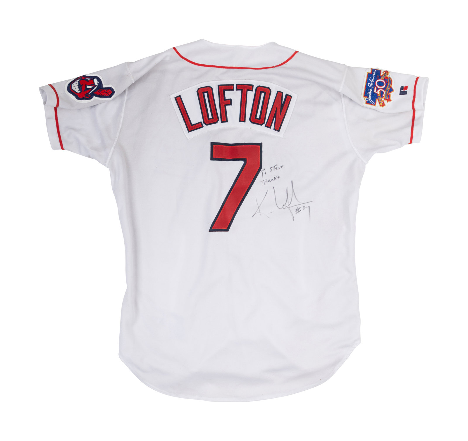 Appraisal: A Kenny Lofton Cleveland Indians Game Issued Worn Jersey Presented