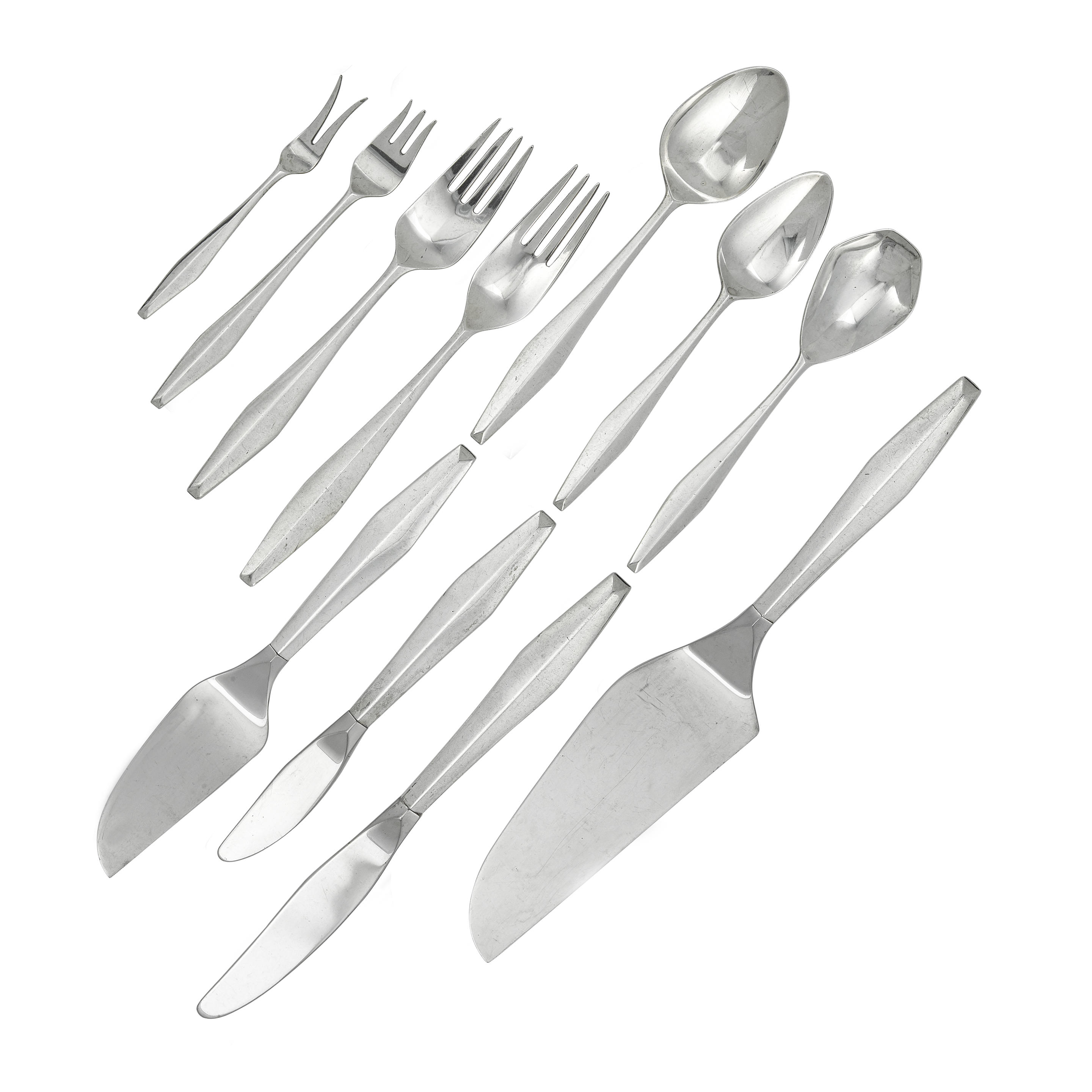 Appraisal: GIO PONTI - Diamond Pattern Flatware Service for Ten designed