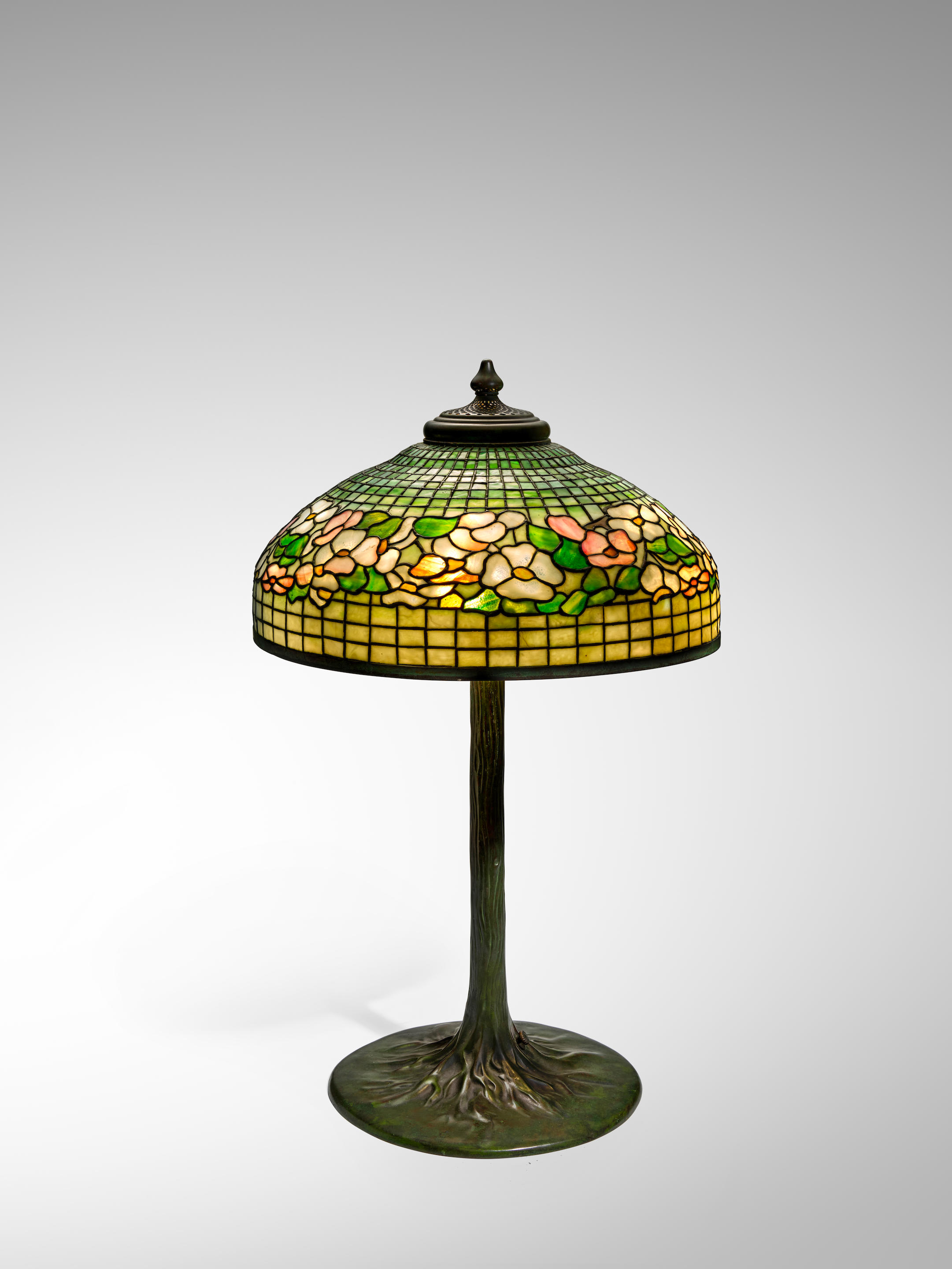 Appraisal: TIFFANY STUDIOS - 'Dogwood' Table Lamp leaded glass patinated bronze