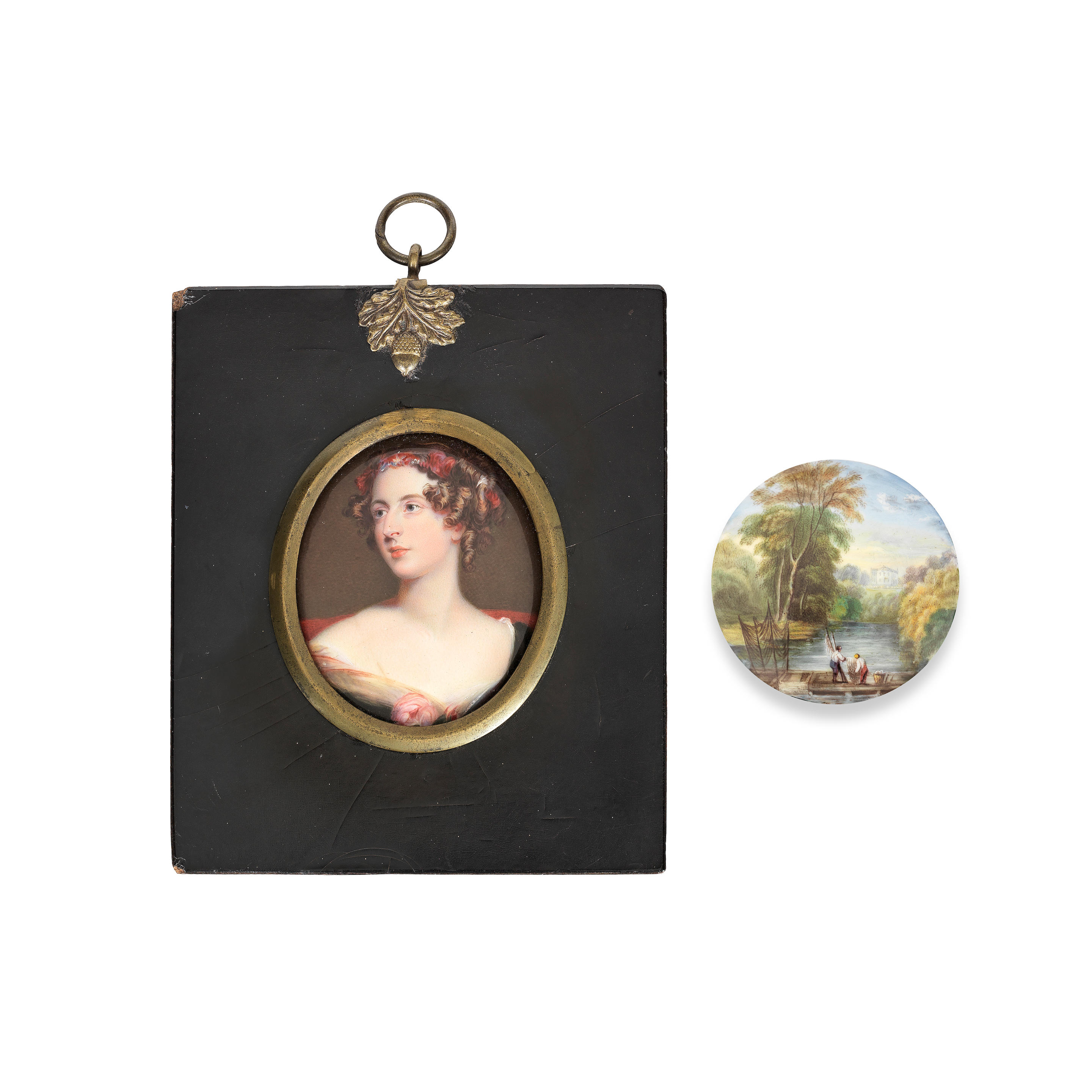 Appraisal: JOHN SIMPSON BRITISH -AFTER AN OVAL ENAMELLED COPPER PORTRAIT MINIATURE