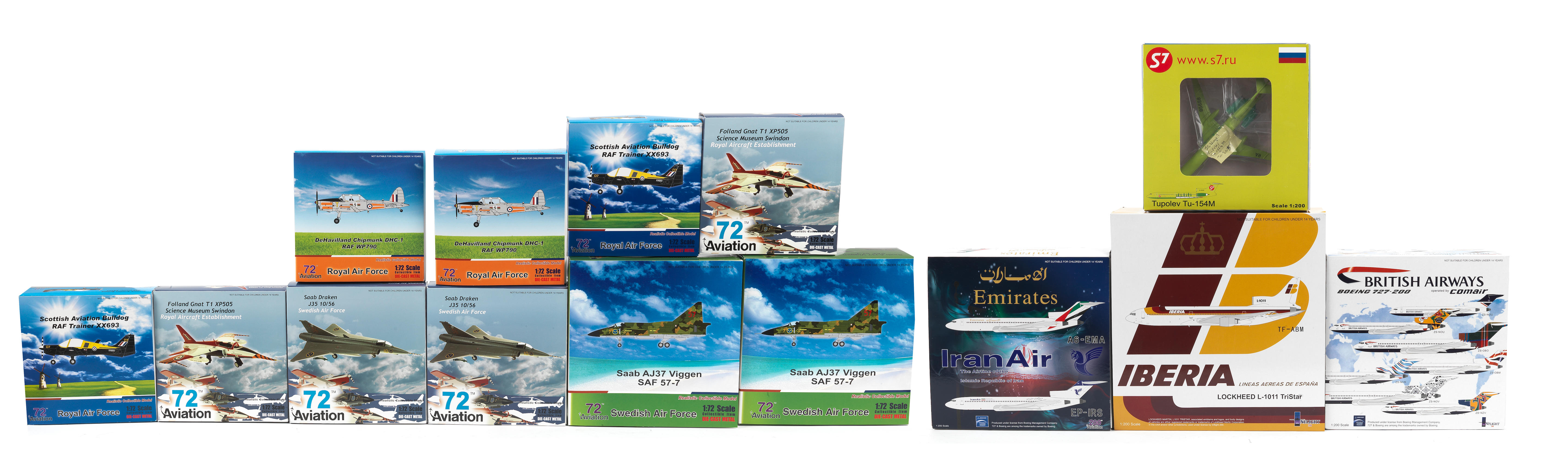 Appraisal: TEN BOXED SCALE DIE-CAST MODELS OF ASSORTED AIRCRAFT BY AVIATION