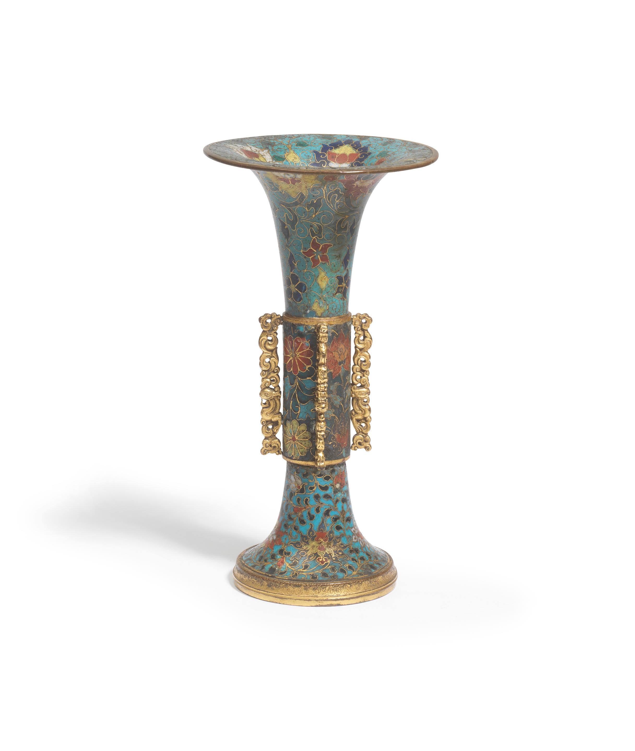 Appraisal: A CLOISONN -ENAMEL AND GILT-BRONZE VASE GU Ming early Qing