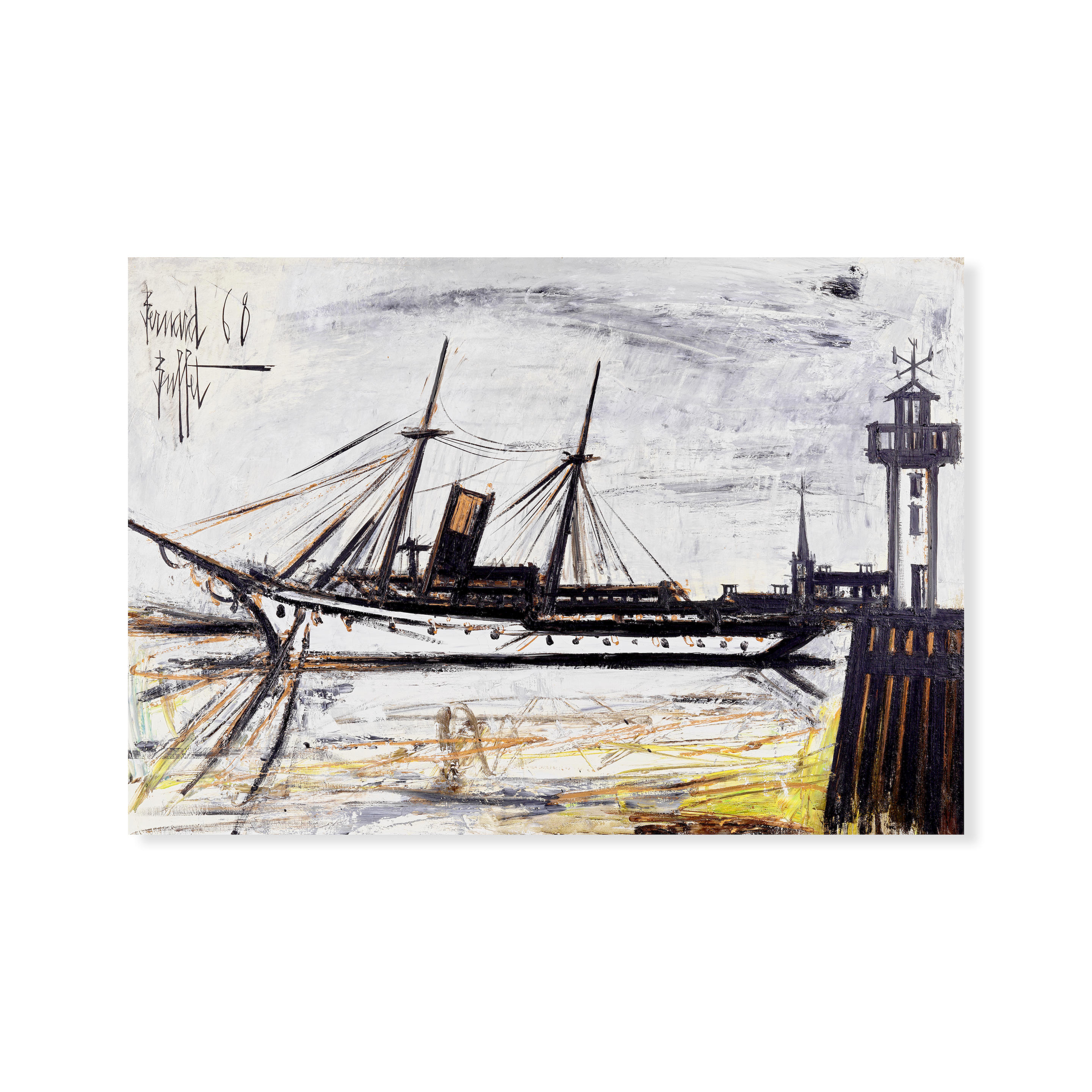 Appraisal: BERNARD BUFFET - Yacht et phare sign et dat 'Bernard