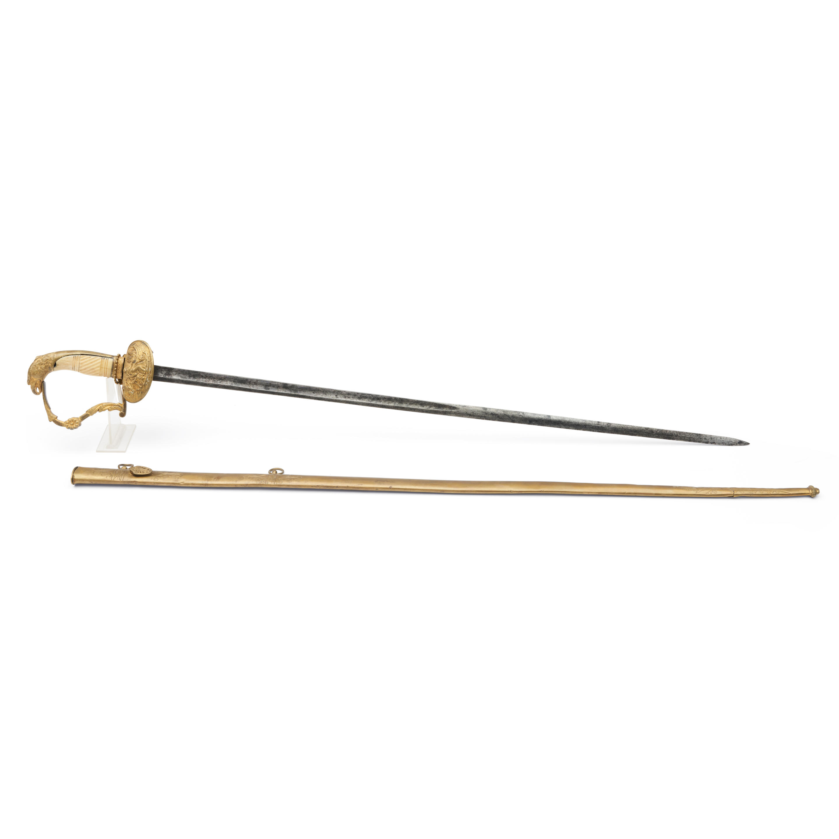 Appraisal: EAGLE POMMEL NAVAL OFFICER'S SWORD AND SCABBARD C - Gilt